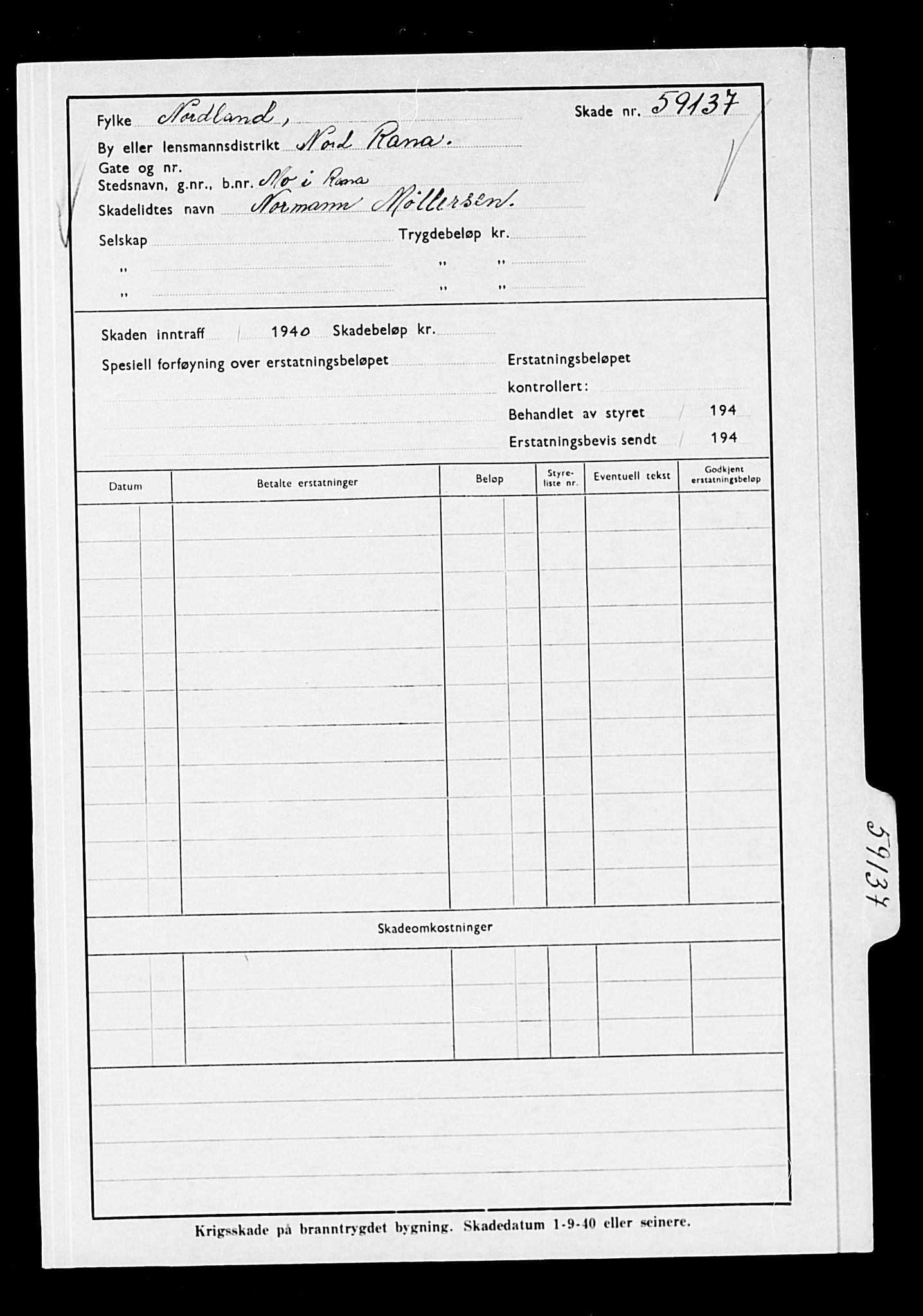 Krigsskadetrygdene for bygninger og løsøre, AV/RA-S-1548/V/L0014: --, 1940-1945, s. 5