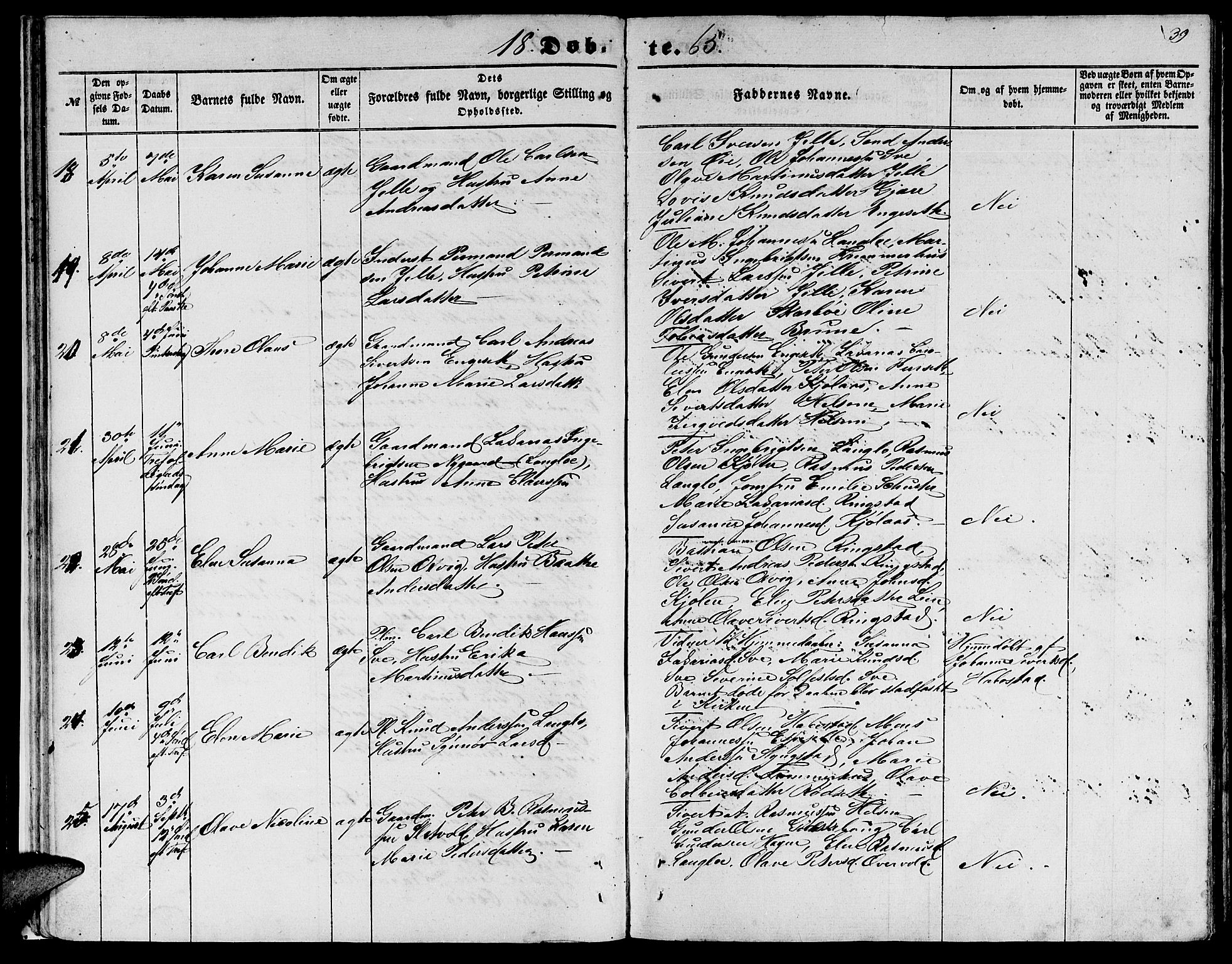 Ministerialprotokoller, klokkerbøker og fødselsregistre - Møre og Romsdal, AV/SAT-A-1454/520/L0291: Klokkerbok nr. 520C03, 1854-1881, s. 39