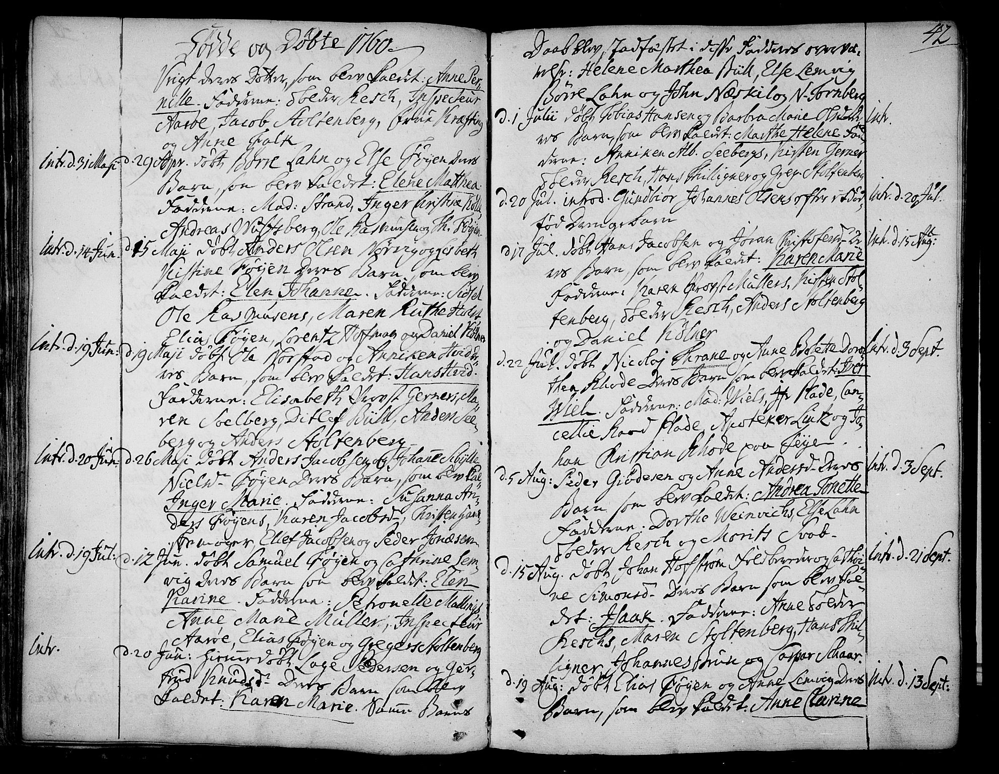 Tønsberg kirkebøker, SAKO/A-330/F/Fa/L0002: Ministerialbok nr. I 2, 1760-1796, s. 42