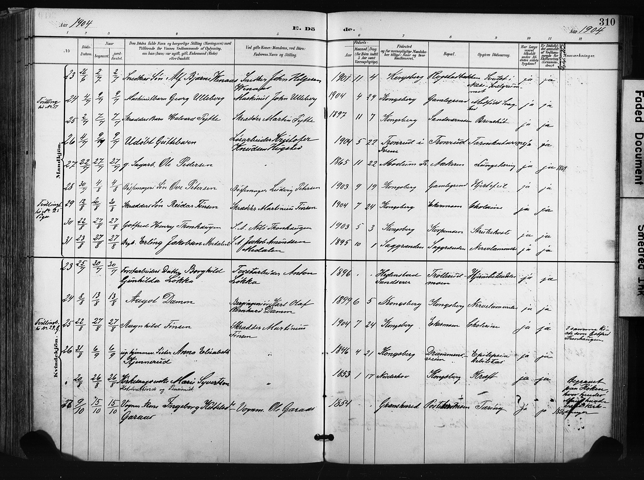 Kongsberg kirkebøker, AV/SAKO-A-22/F/Fb/L0003: Ministerialbok nr. II 3, 1896-1905, s. 310
