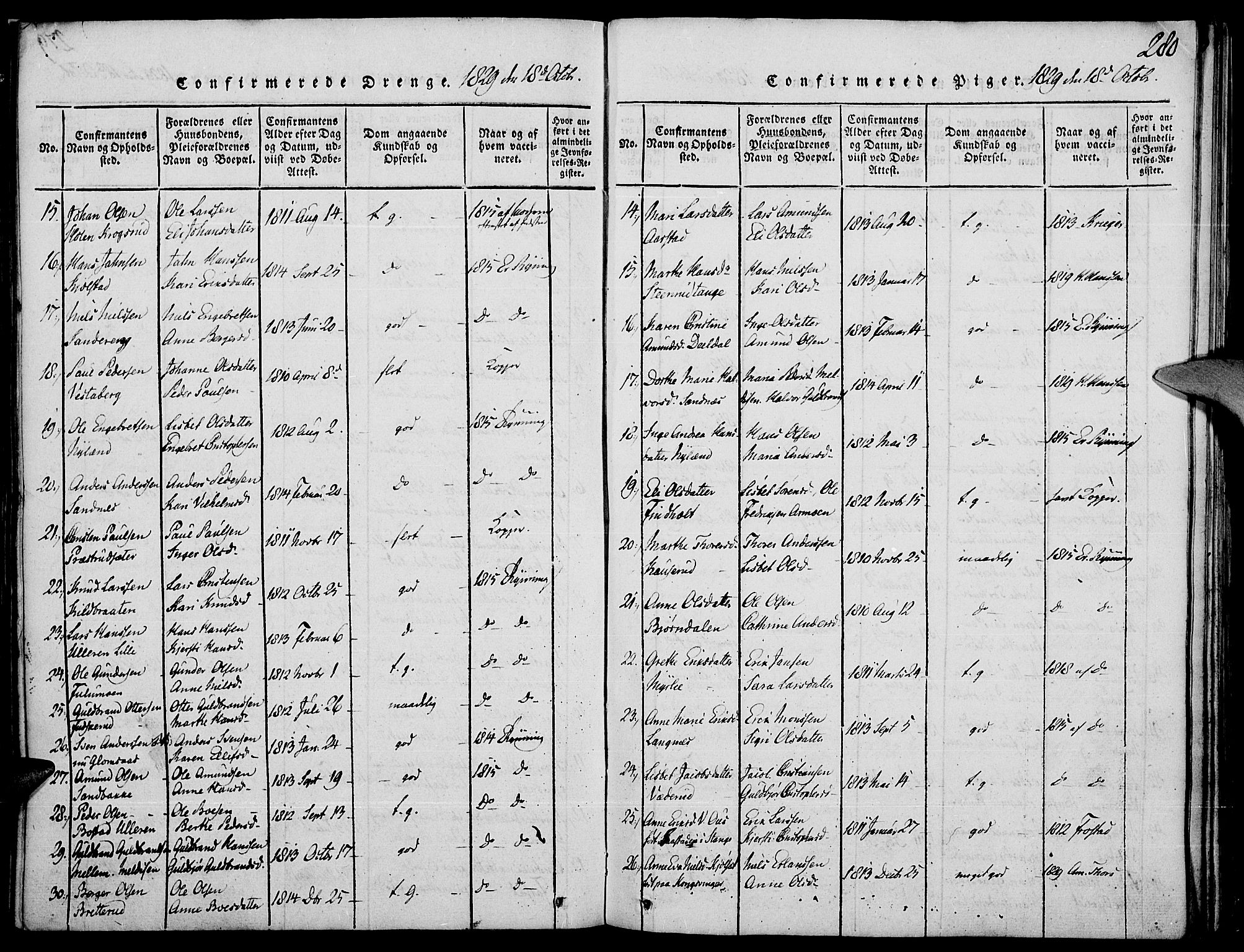 Strøm-Odalen prestekontor, AV/SAH-PREST-028/H/Ha/Haa/L0006: Ministerialbok nr. 6, 1814-1850, s. 280