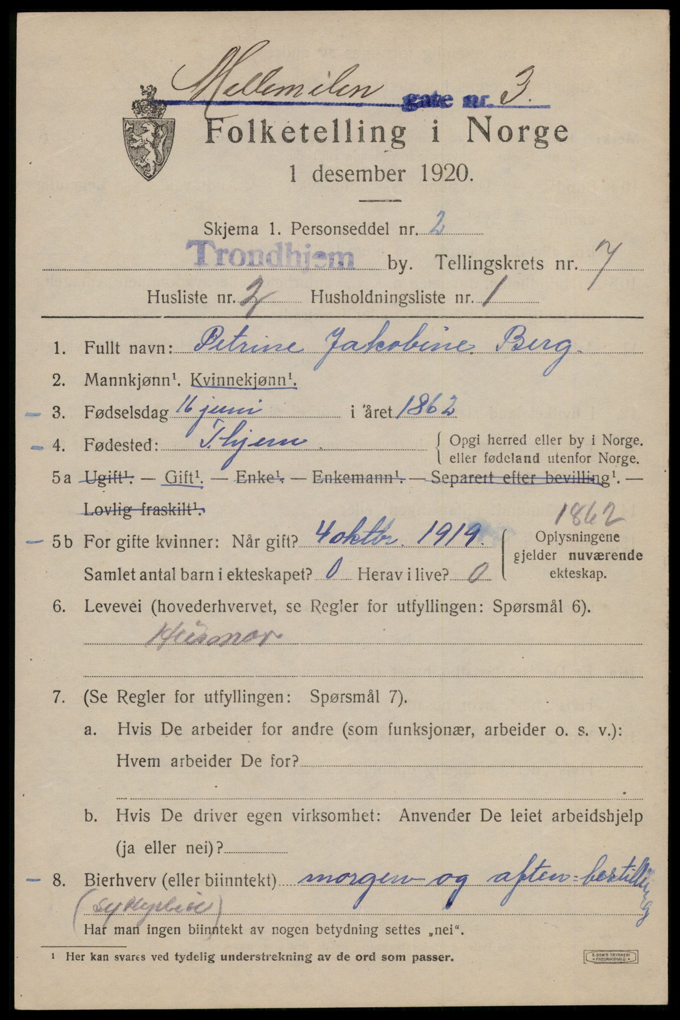 SAT, Folketelling 1920 for 1601 Trondheim kjøpstad, 1920, s. 41212