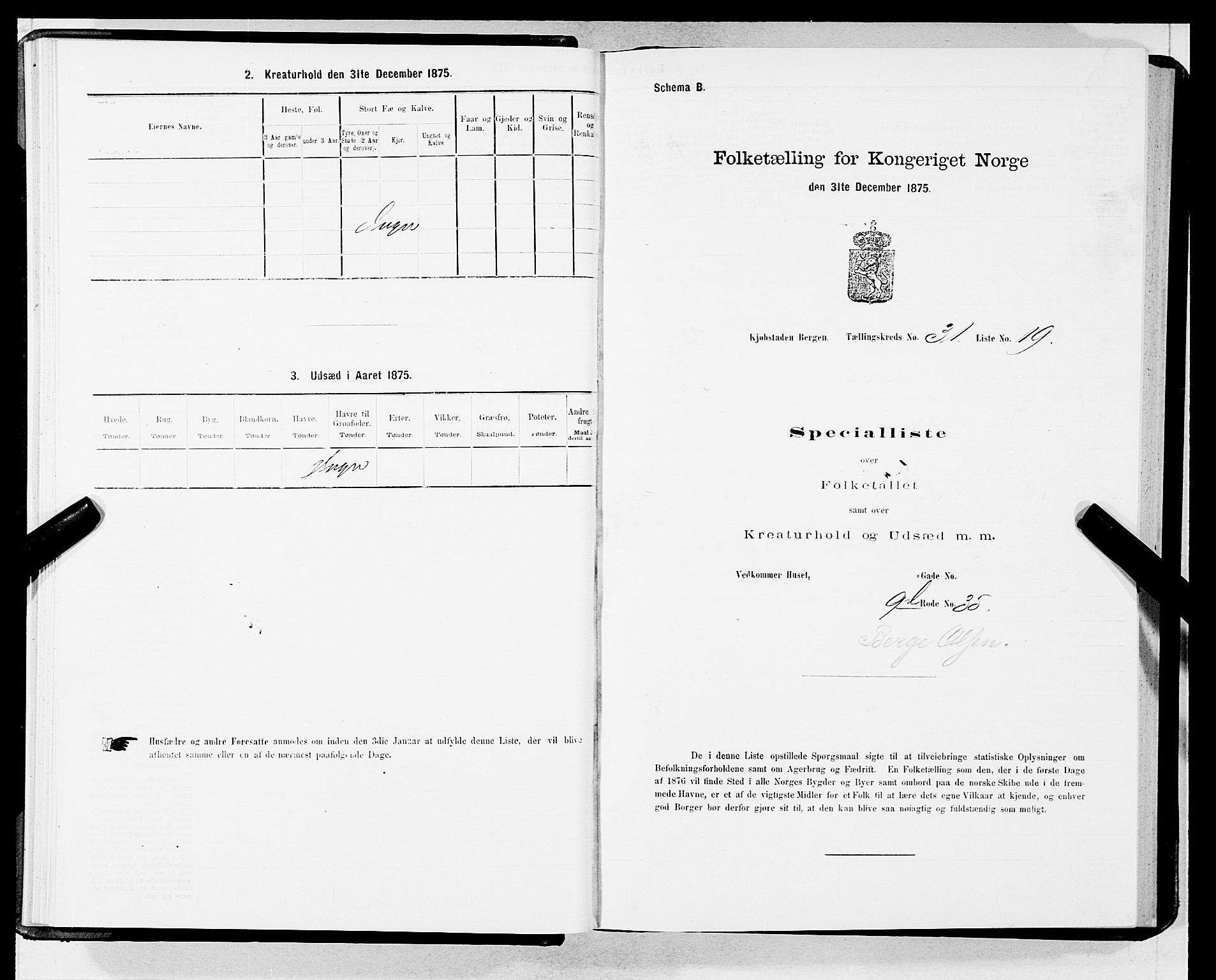 SAB, Folketelling 1875 for 1301 Bergen kjøpstad, 1875, s. 1607