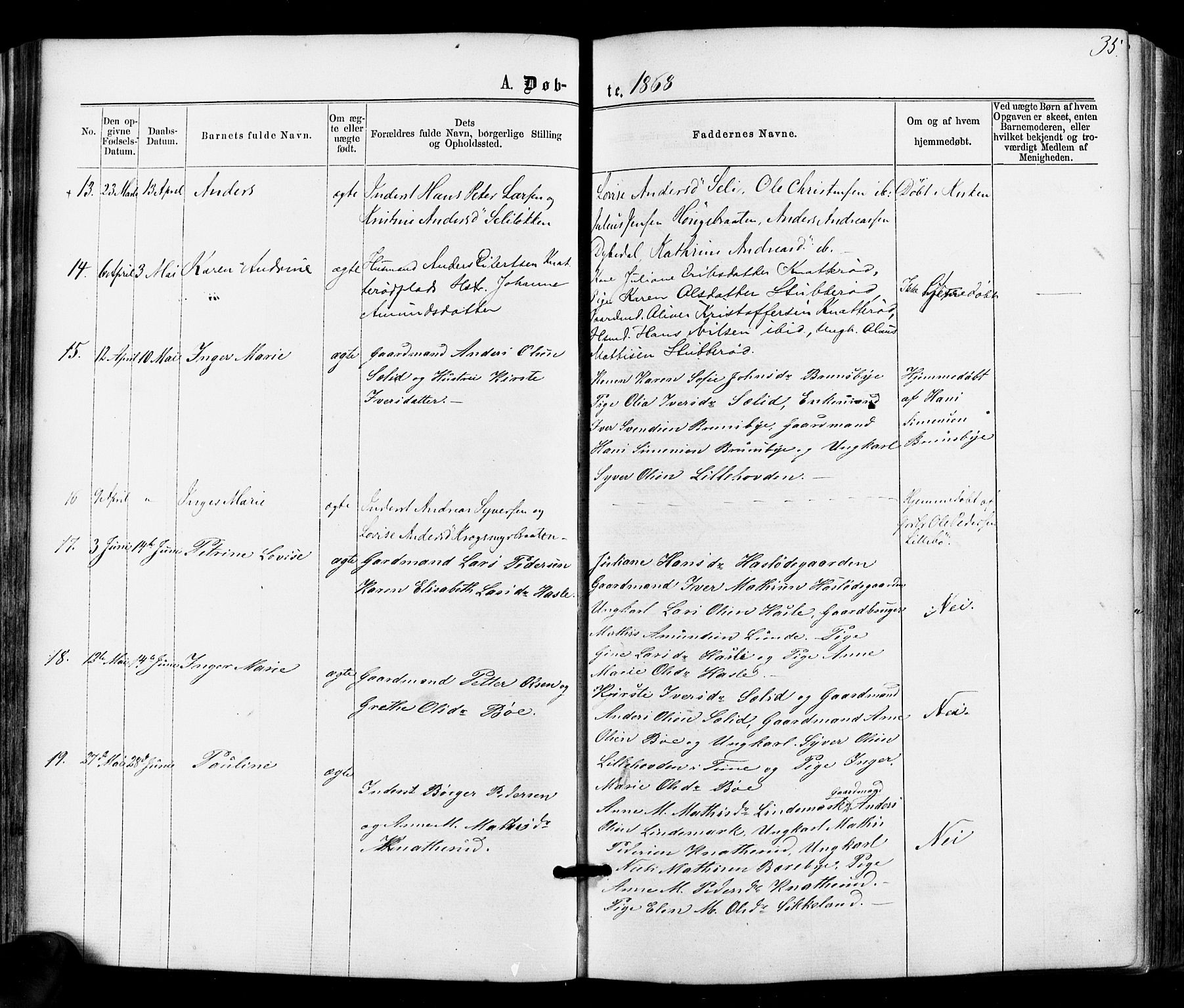 Varteig prestekontor Kirkebøker, SAO/A-10447a/F/Fa/L0001: Ministerialbok nr. 1, 1861-1877, s. 35