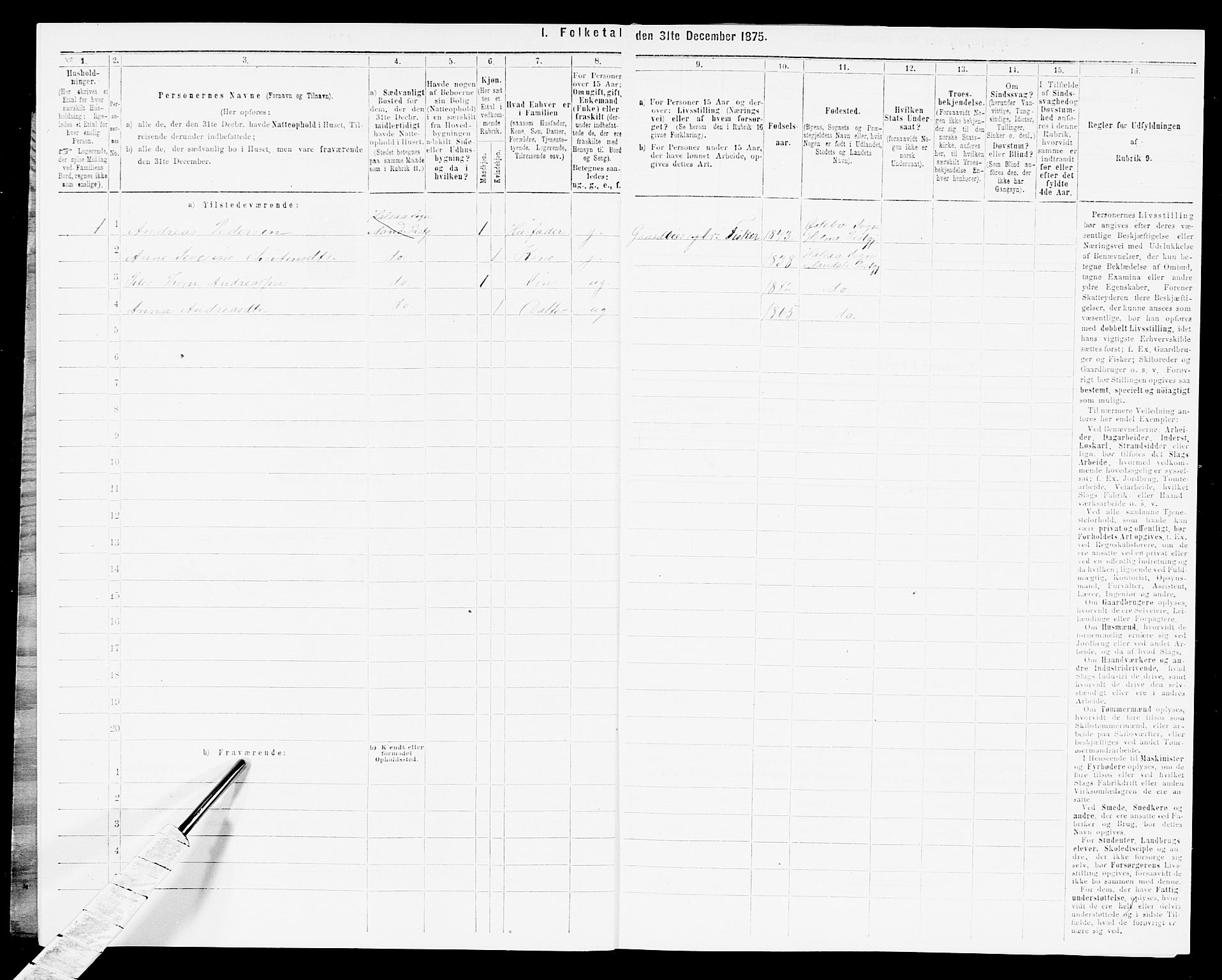 SAK, Folketelling 1875 for 1019L Mandal prestegjeld, Halse sokn og Harkmark sokn, 1875, s. 356