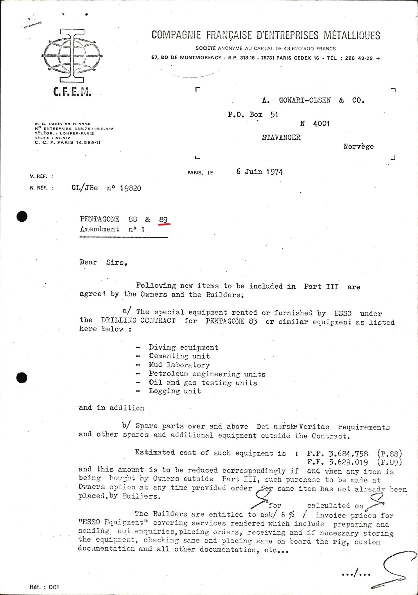 Pa 1503 - Stavanger Drilling AS, AV/SAST-A-101906/2/E/Eb/Eba/L0002: Sak og korrespondanse, 1974-1980