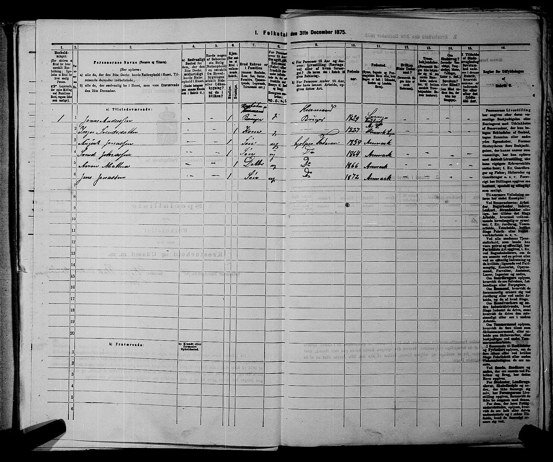 RA, Folketelling 1875 for 0118P Aremark prestegjeld, 1875, s. 61