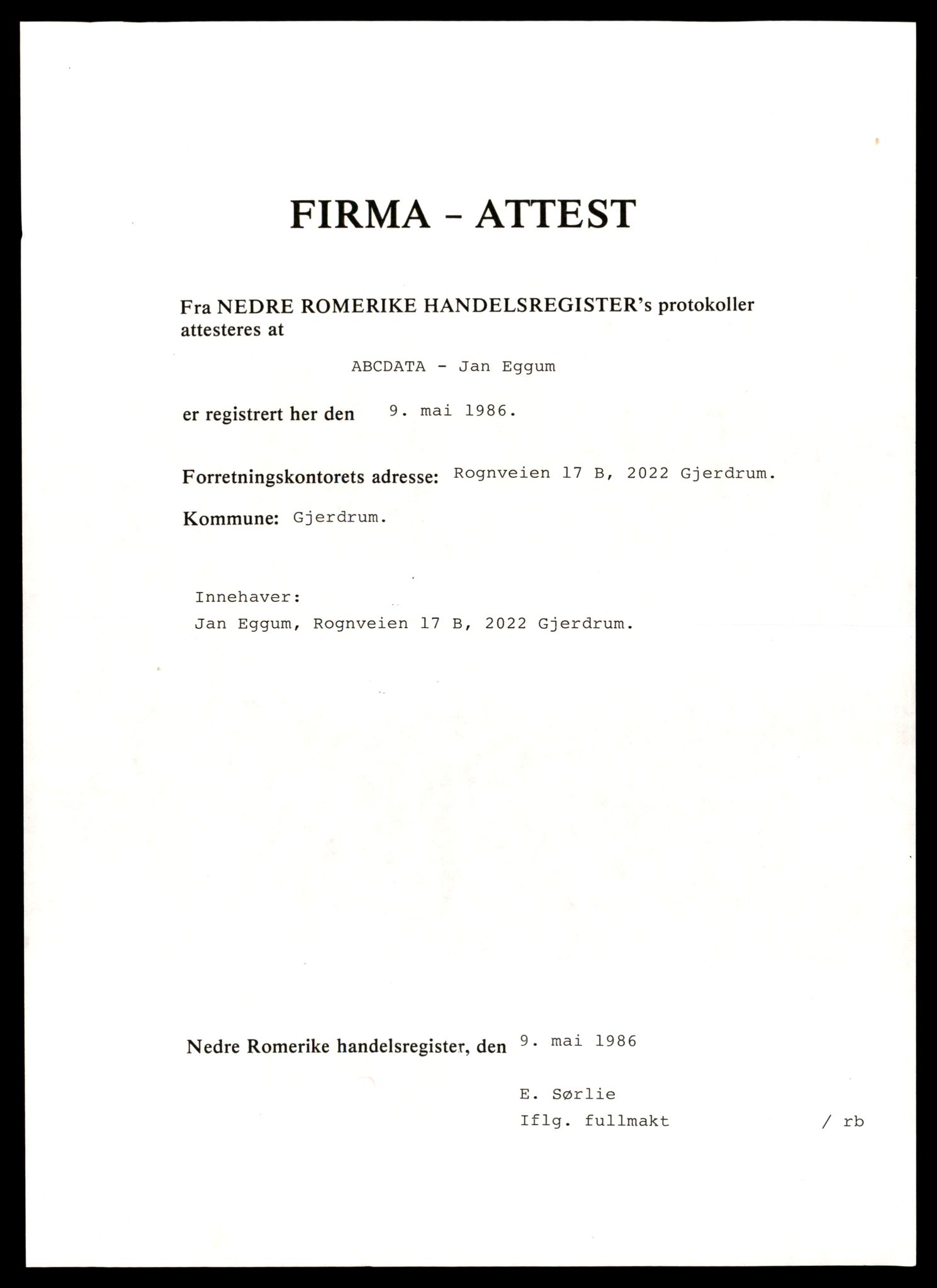 Nedre Romerike sorenskriveri, SAT/A-10469/K/Ke/Ked/L0001: Enkeltmannsforetak, aksjeselskap og andelslag, Ab - At, 1944-1989