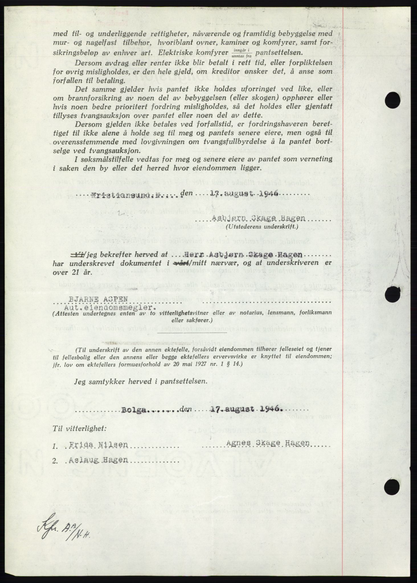 Nordmøre sorenskriveri, AV/SAT-A-4132/1/2/2Ca: Pantebok nr. B94, 1946-1946, Dagboknr: 1666/1946