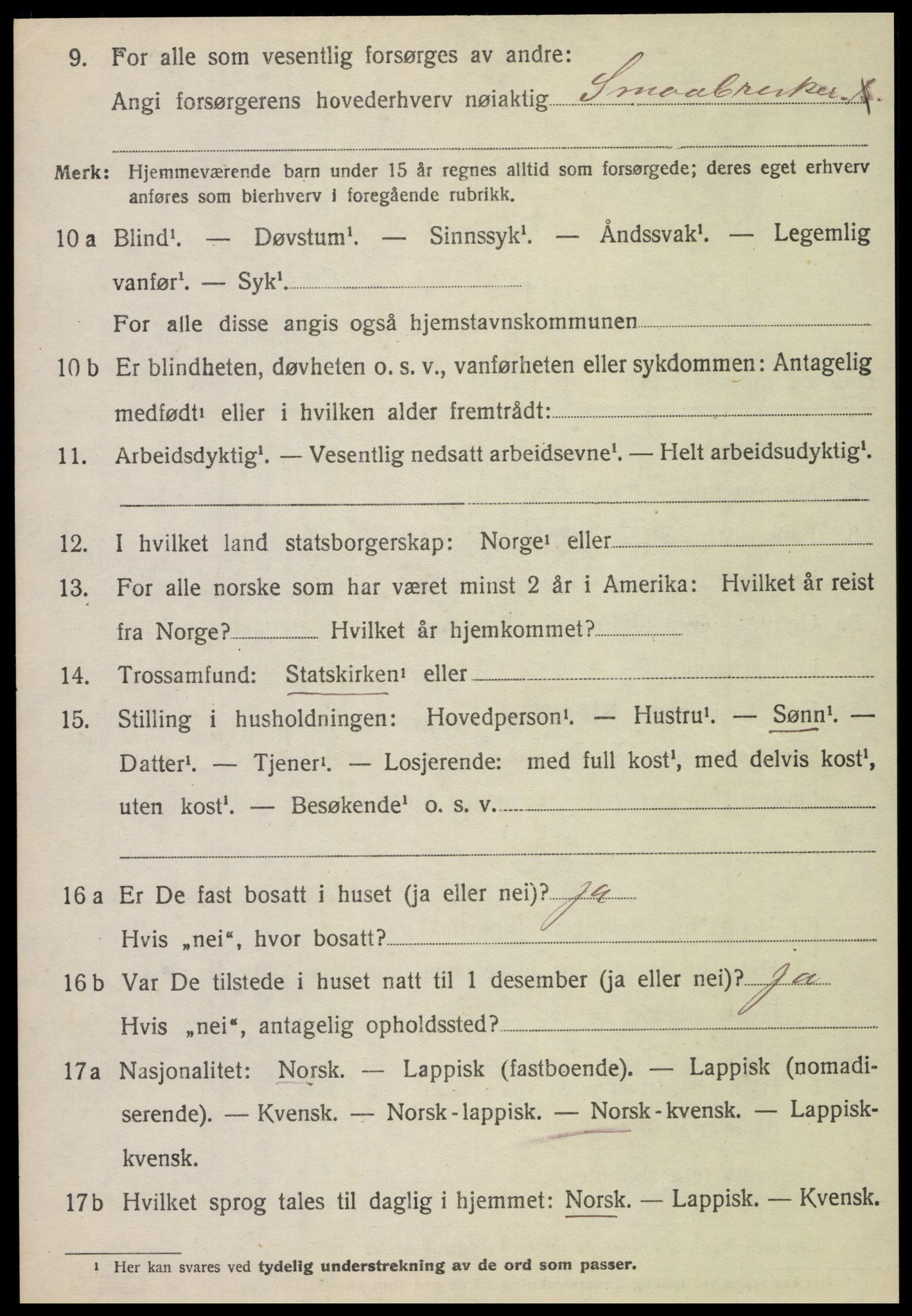 SAT, Folketelling 1920 for 1811 Bindal herred, 1920, s. 2724