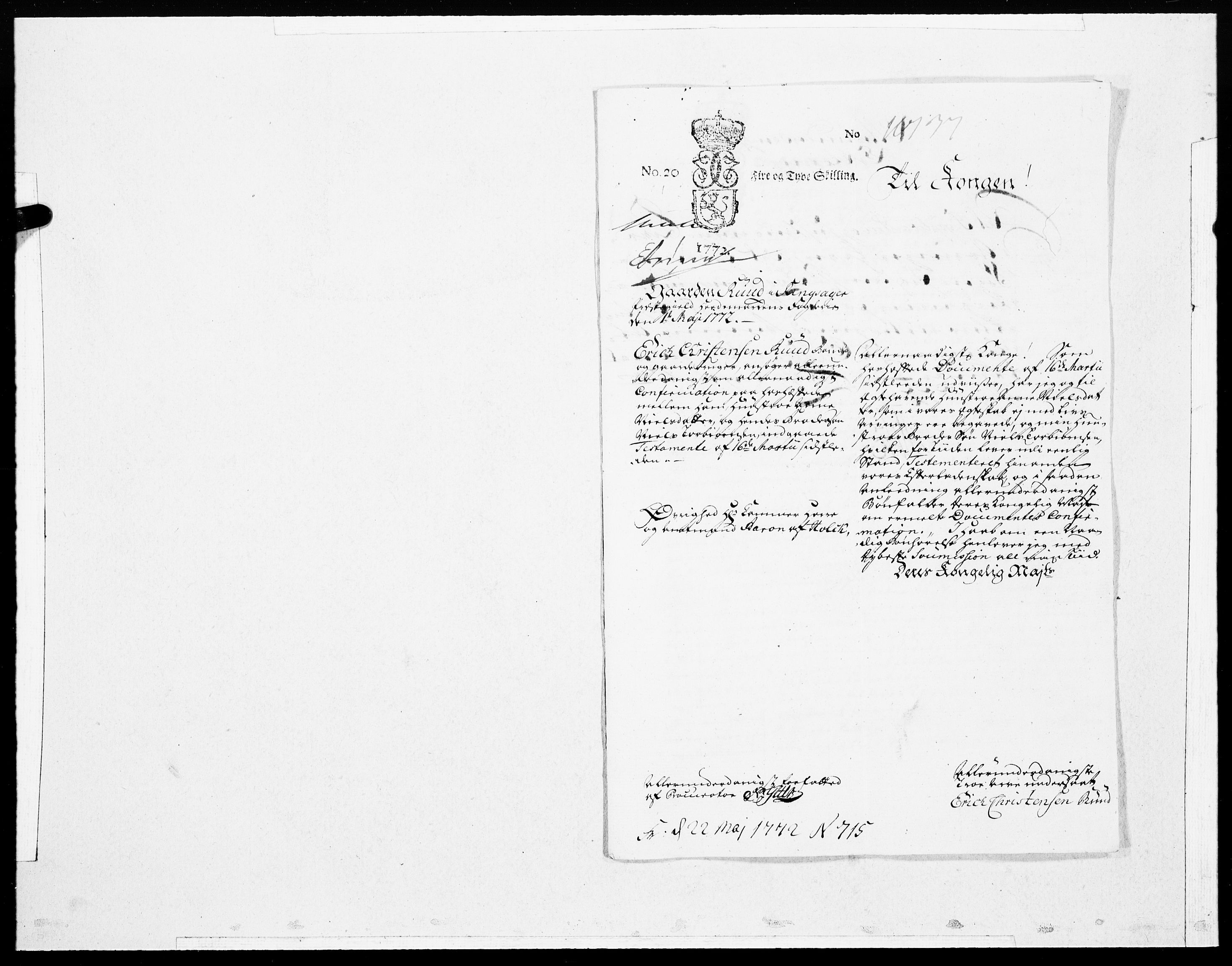 Danske Kanselli 1572-1799, AV/RA-EA-3023/F/Fc/Fcc/Fcca/L0206: Norske innlegg 1572-1799, 1772, s. 322