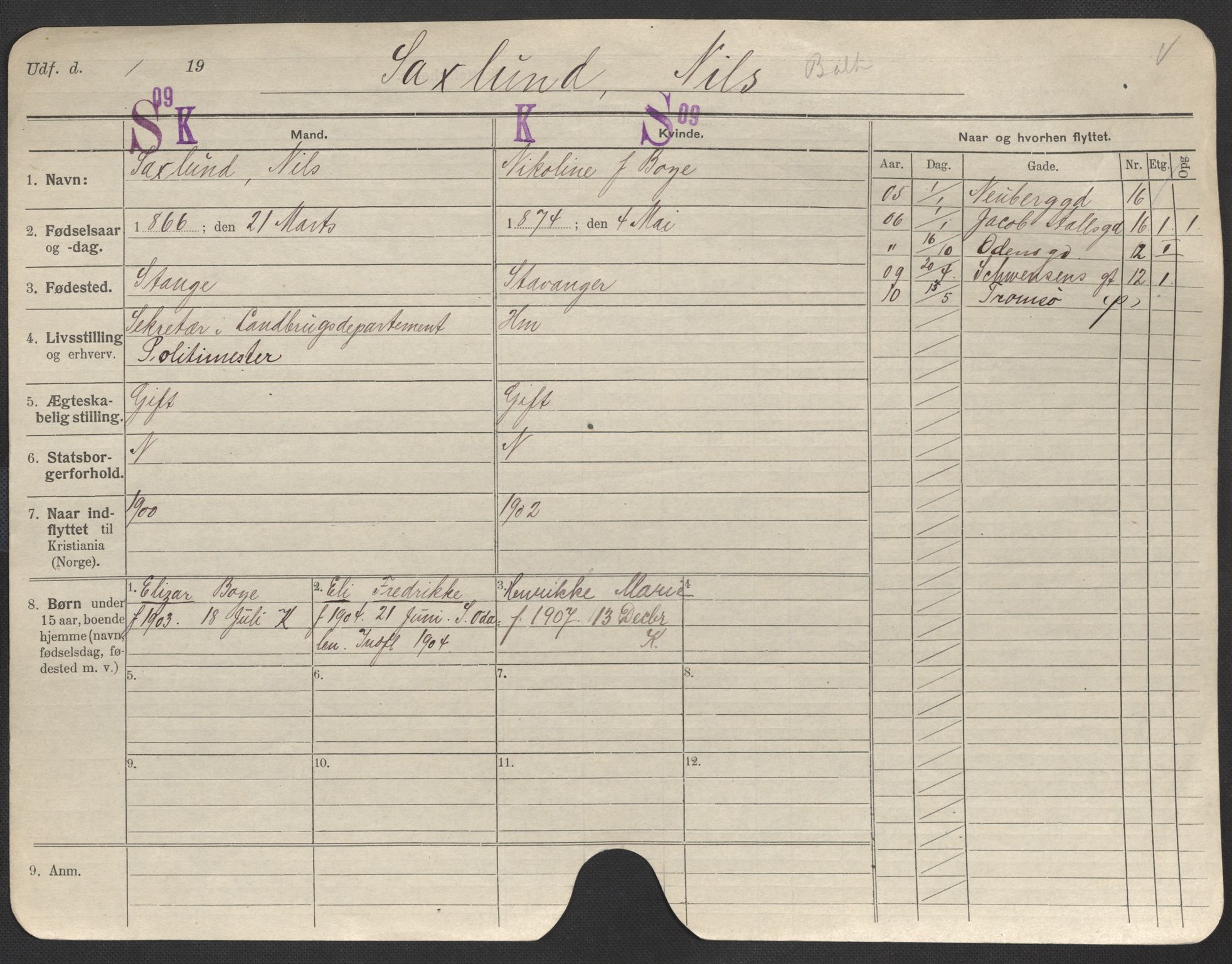 Oslo folkeregister, Registerkort, AV/SAO-A-11715/F/Fa/Fac/L0010: Menn, 1906-1914, s. 10a