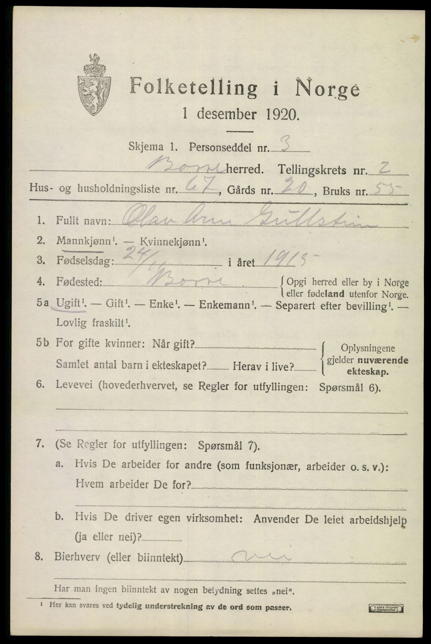 SAKO, Folketelling 1920 for 0717 Borre herred, 1920, s. 4948