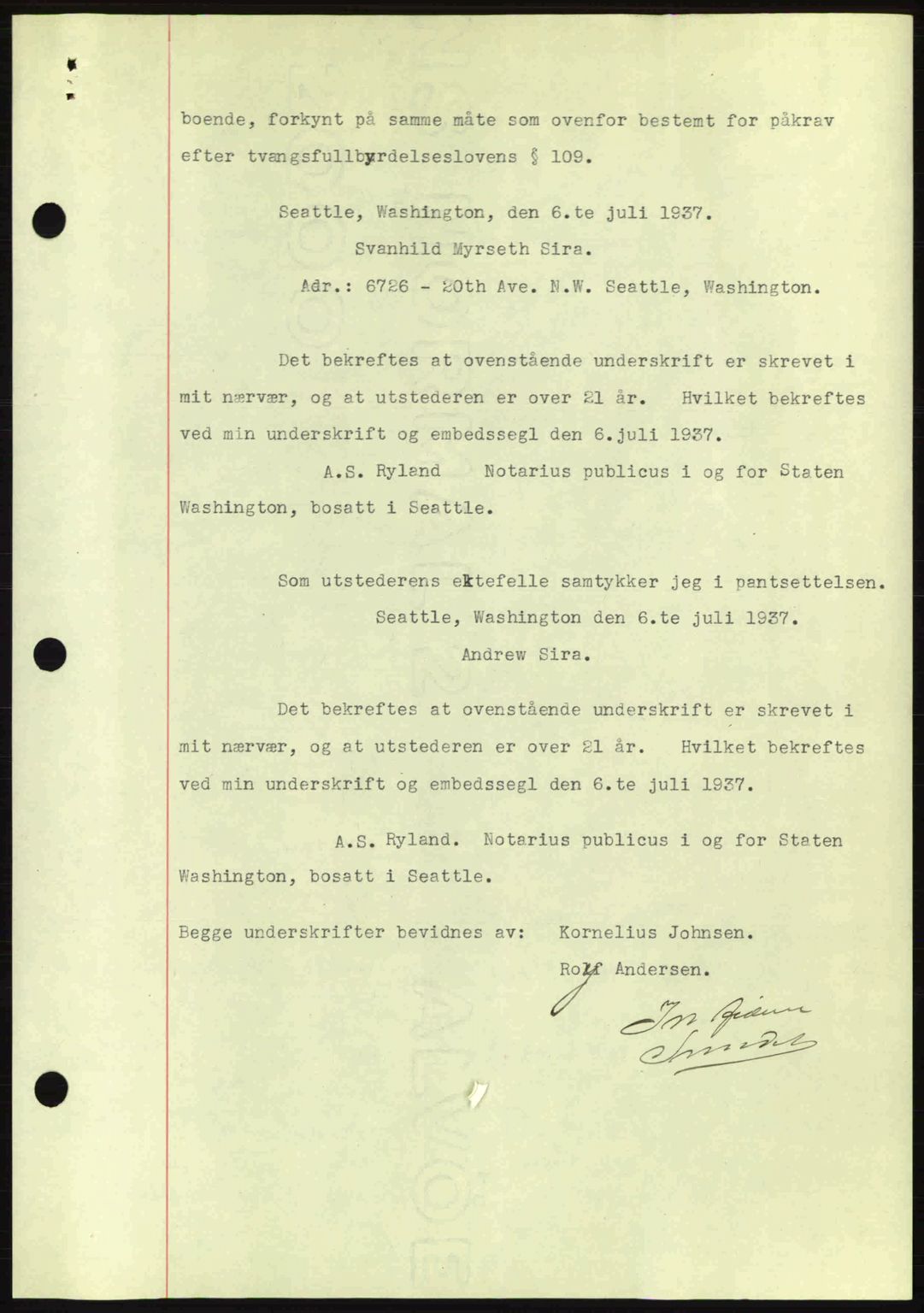 Kristiansund byfogd, AV/SAT-A-4587/A/27: Pantebok nr. 29, 1936-1937, Dagboknr: 452/1937