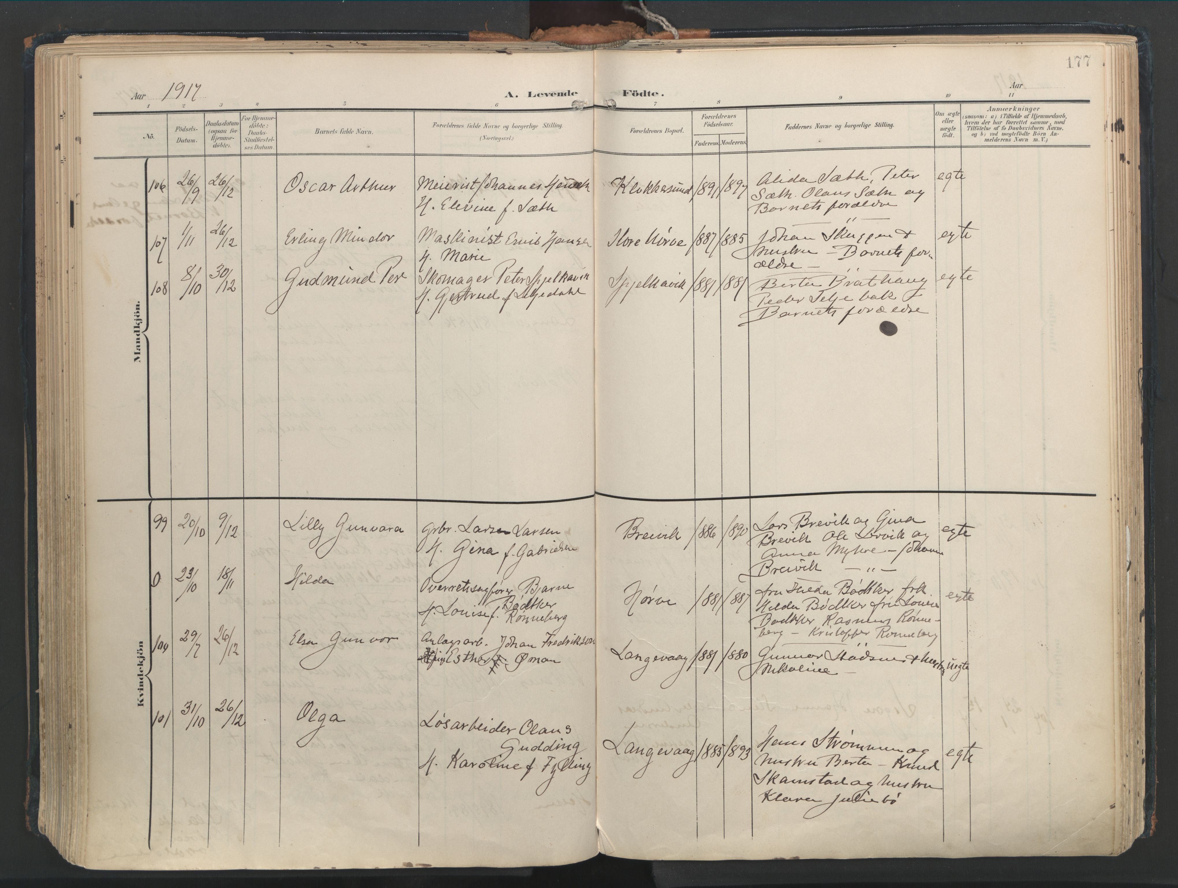 Ministerialprotokoller, klokkerbøker og fødselsregistre - Møre og Romsdal, AV/SAT-A-1454/528/L0411: Ministerialbok nr. 528A20, 1907-1920, s. 177