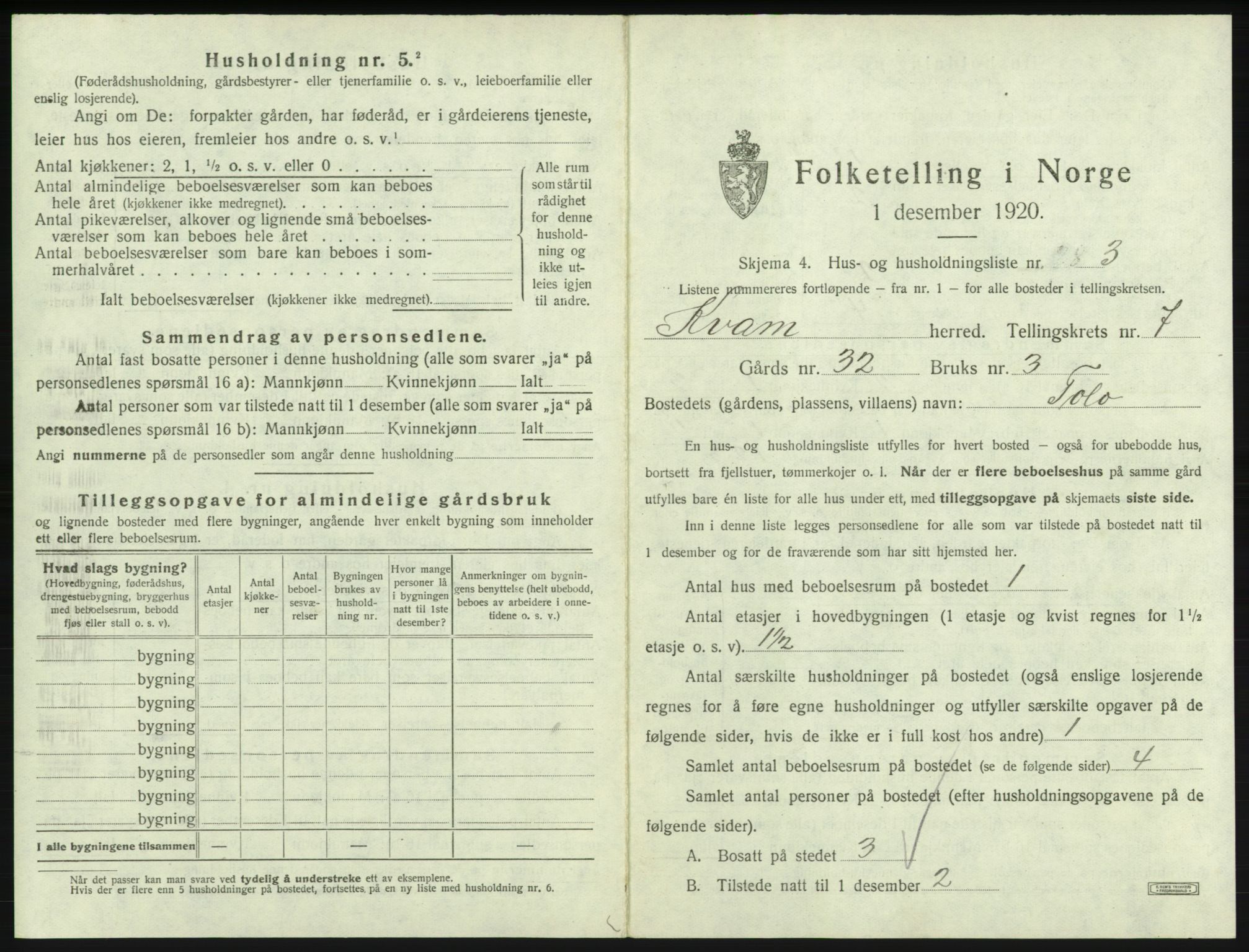 SAB, Folketelling 1920 for 1238 Kvam herred, 1920, s. 562