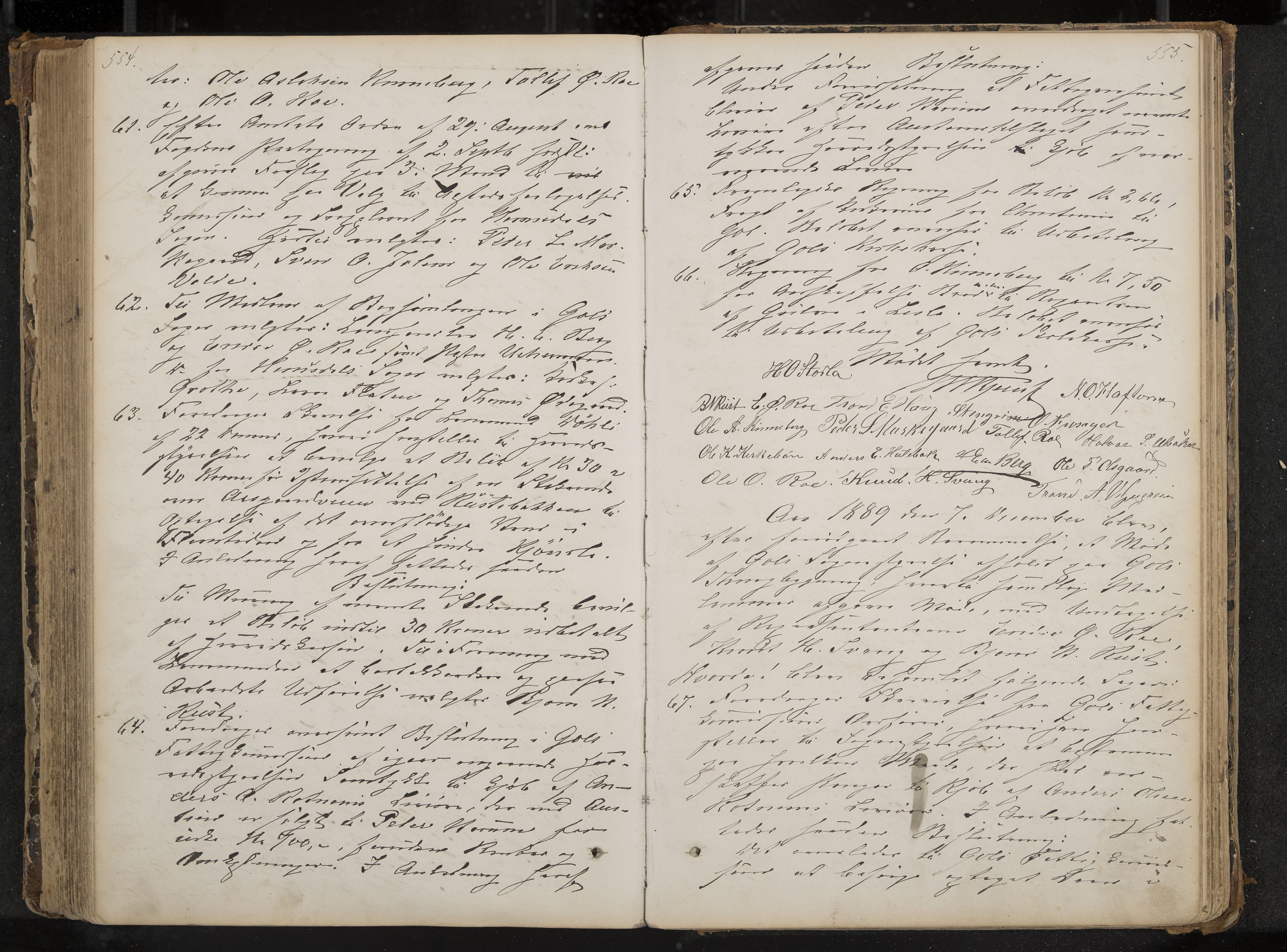 Gol formannskap og sentraladministrasjon, IKAK/0617021-1/A/Aa/L0002: Møtebok med register, 1870-1892, s. 554-555