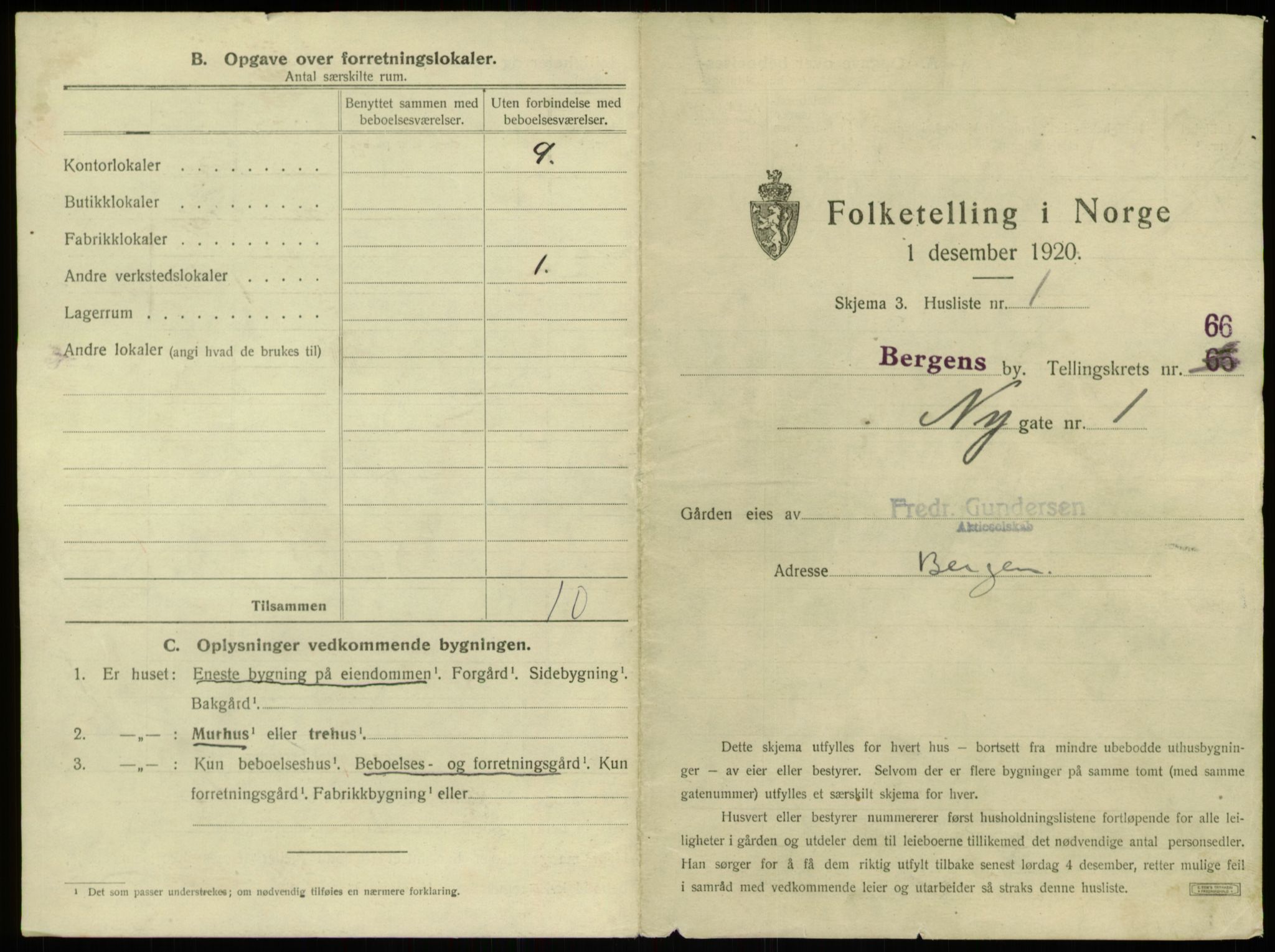SAB, Folketelling 1920 for 1301 Bergen kjøpstad, 1920, s. 5919