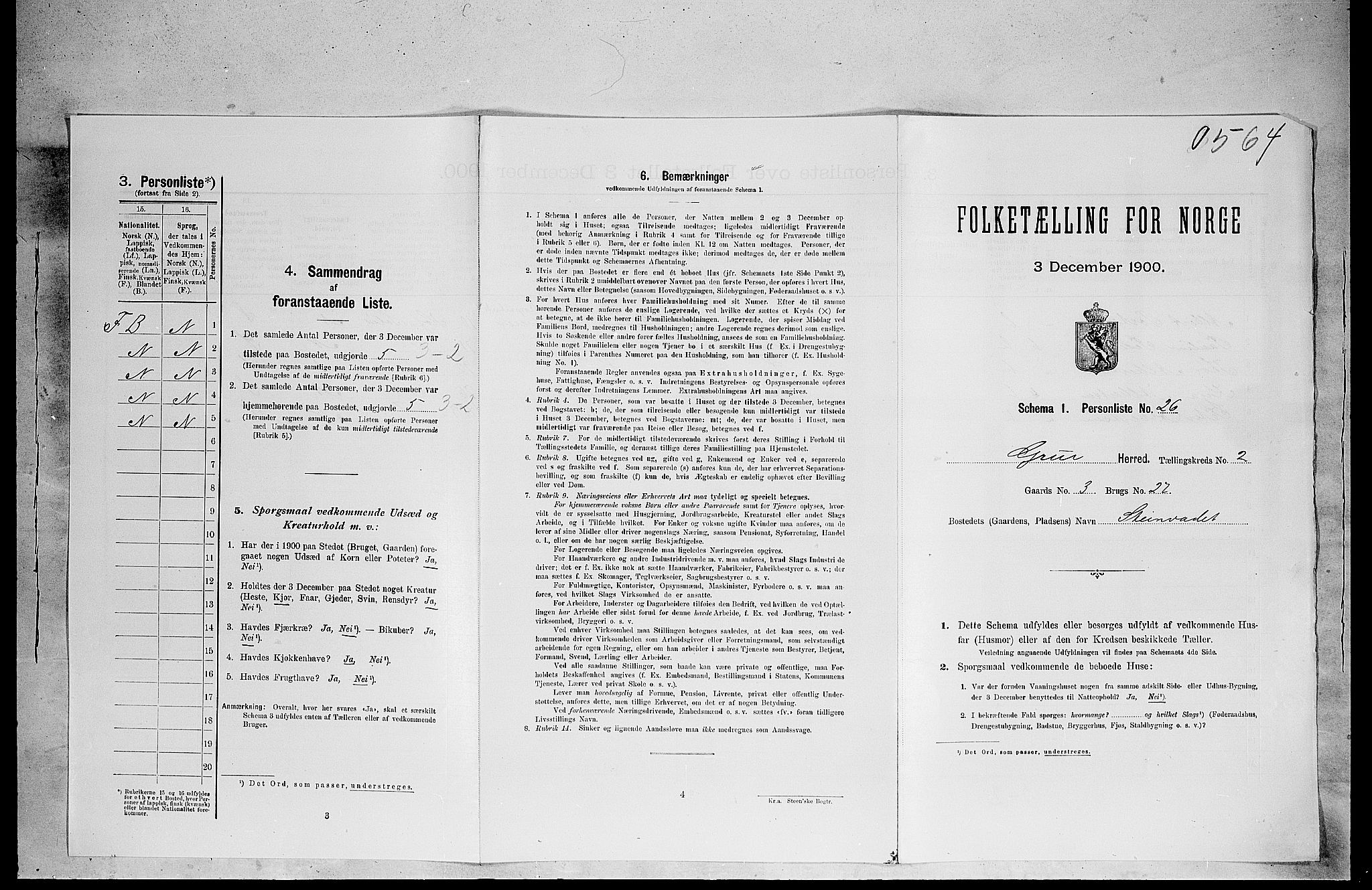 SAH, Folketelling 1900 for 0423 Grue herred, 1900, s. 365