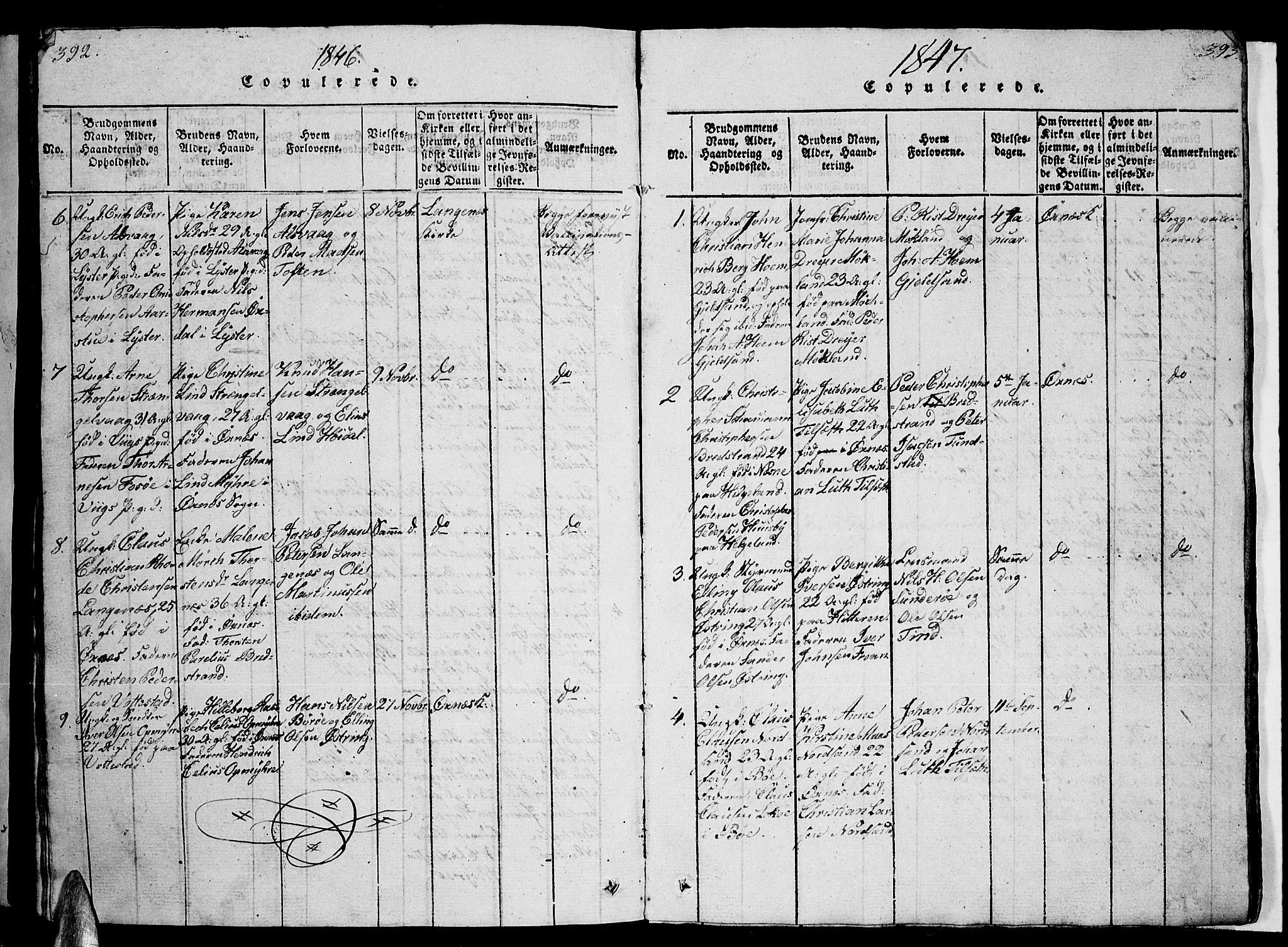 Ministerialprotokoller, klokkerbøker og fødselsregistre - Nordland, AV/SAT-A-1459/893/L1346: Klokkerbok nr. 893C01, 1820-1858, s. 392-393