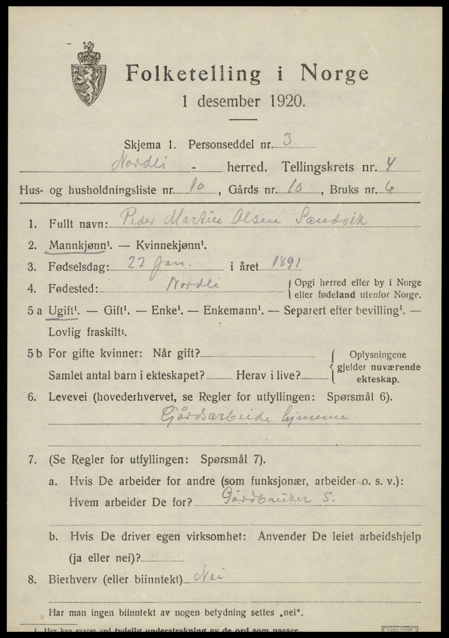 SAT, Folketelling 1920 for 1738 Nordli herred, 1920, s. 1955