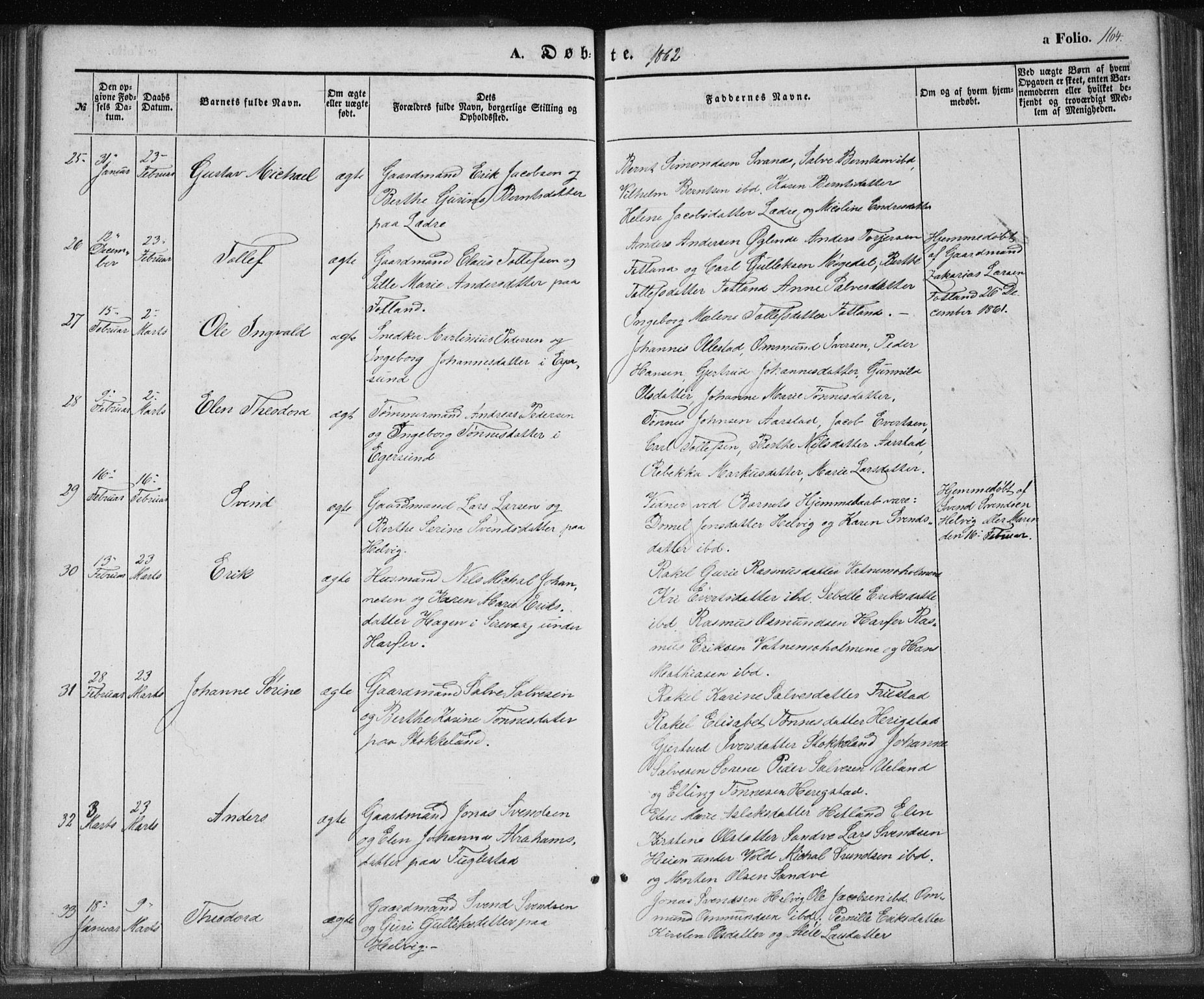 Eigersund sokneprestkontor, AV/SAST-A-101807/S08/L0012: Ministerialbok nr. A 12.1, 1850-1865, s. 164