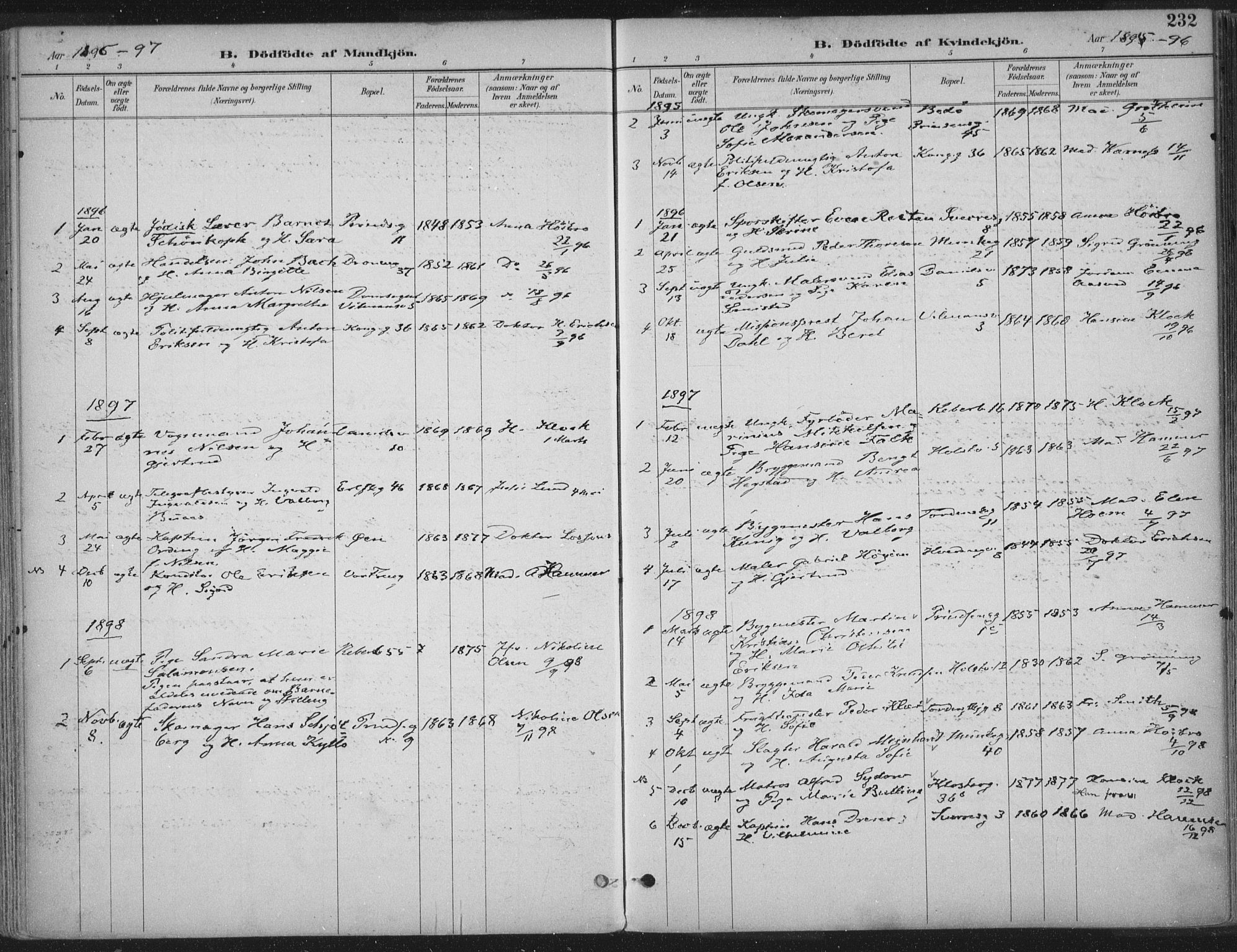 Ministerialprotokoller, klokkerbøker og fødselsregistre - Sør-Trøndelag, SAT/A-1456/601/L0062: Ministerialbok nr. 601A30, 1891-1911, s. 232