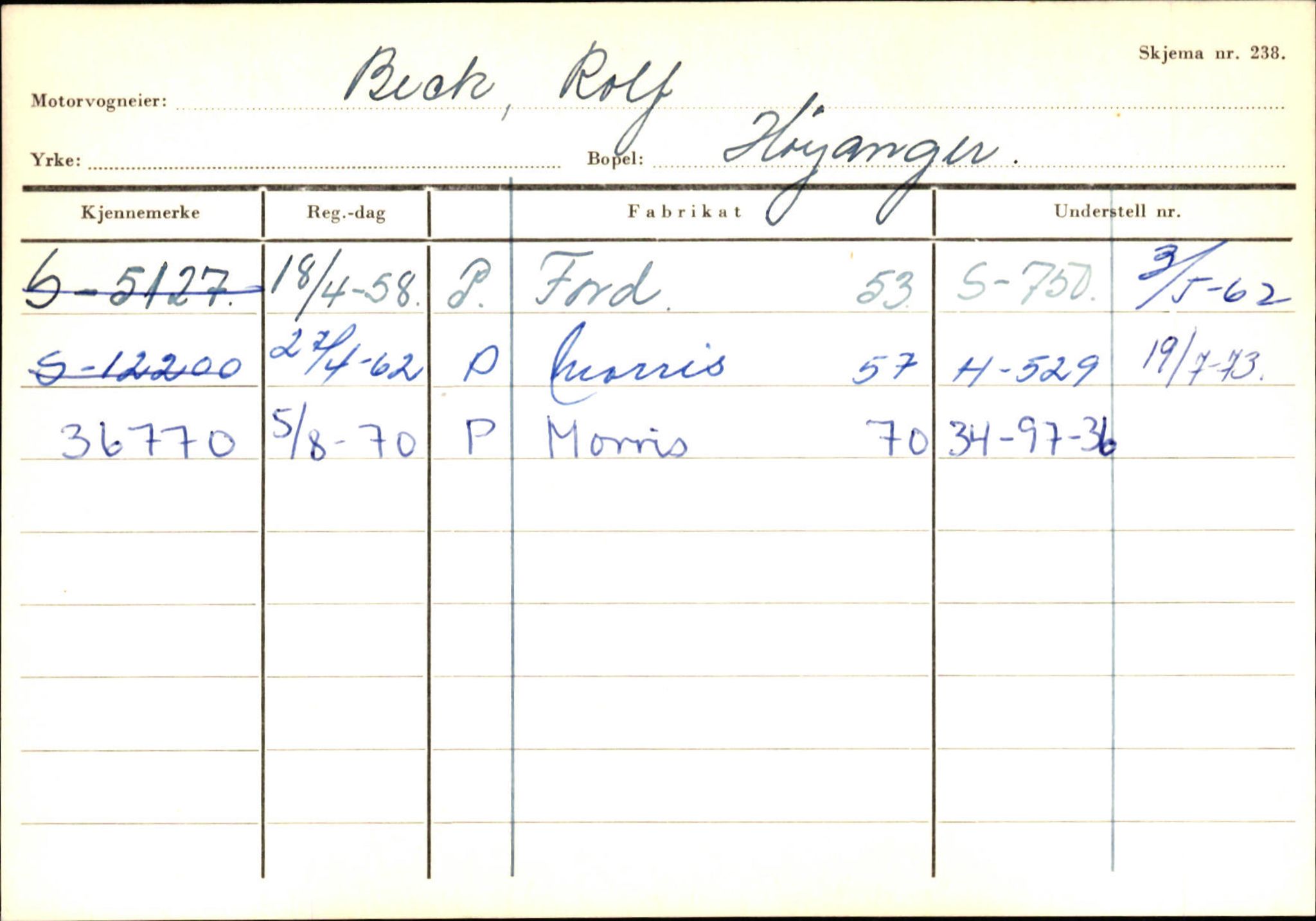 Statens vegvesen, Sogn og Fjordane vegkontor, SAB/A-5301/4/F/L0130: Eigarregister Eid T-Å. Høyanger A-O, 1945-1975, s. 521