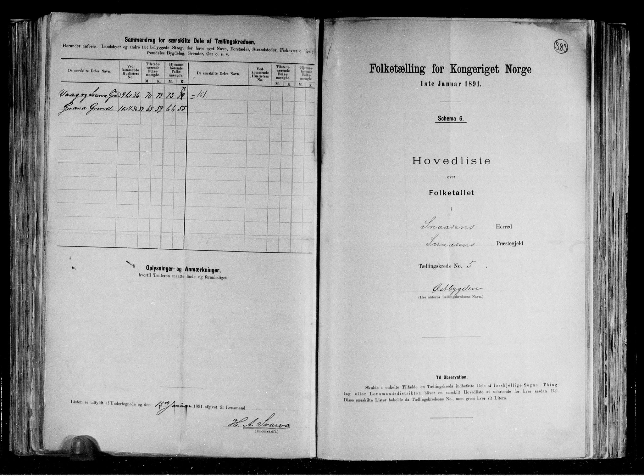 RA, Folketelling 1891 for 1736 Snåsa herred, 1891, s. 13