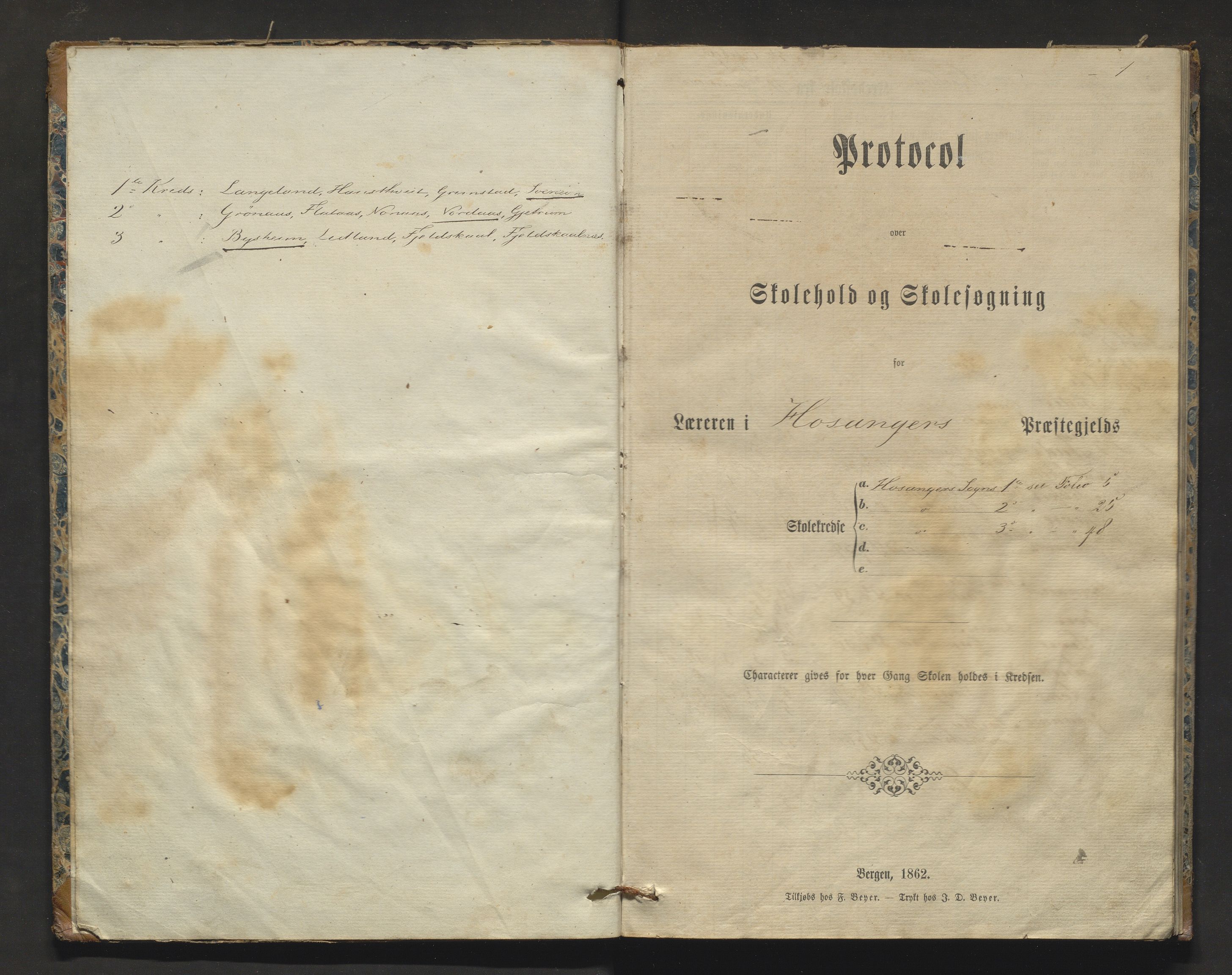 Hosanger kommune. Barneskulane, IKAH/1253a-231/F/Fa/L0003B: Skuleprotokoll for 1., 2. og 3. krinsar i Hosanger sokn, 1863-1875