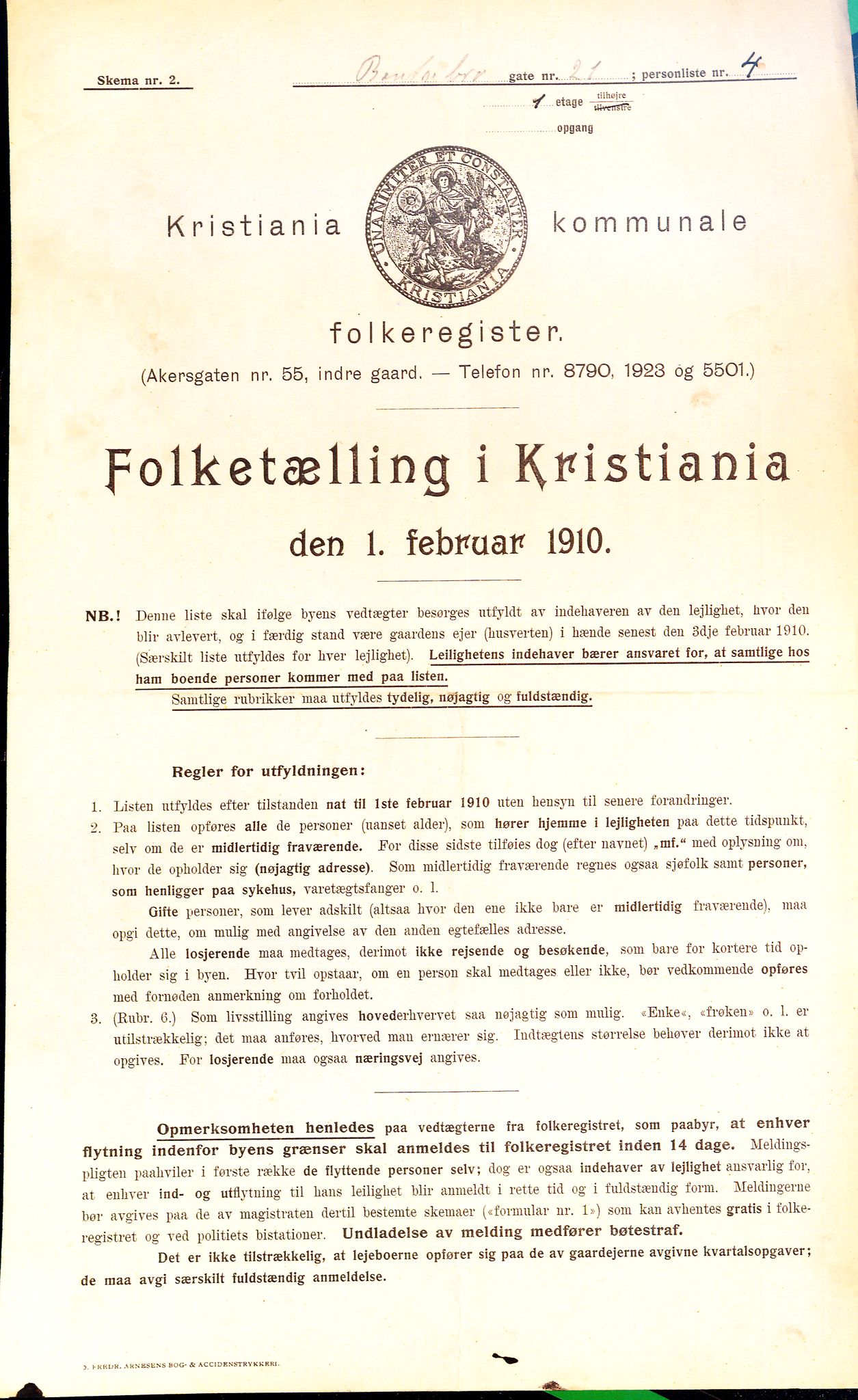 OBA, Kommunal folketelling 1.2.1910 for Kristiania, 1910, s. 3334