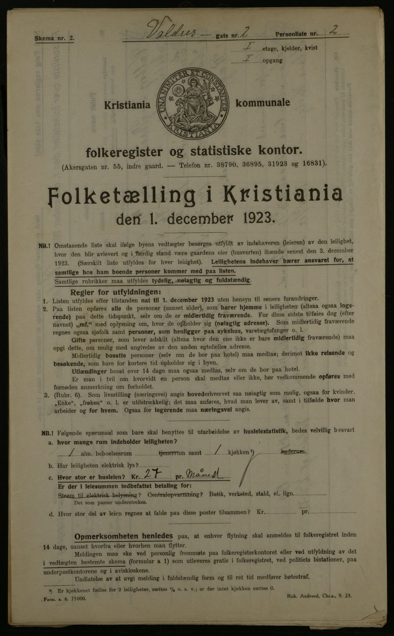 OBA, Kommunal folketelling 1.12.1923 for Kristiania, 1923, s. 134347