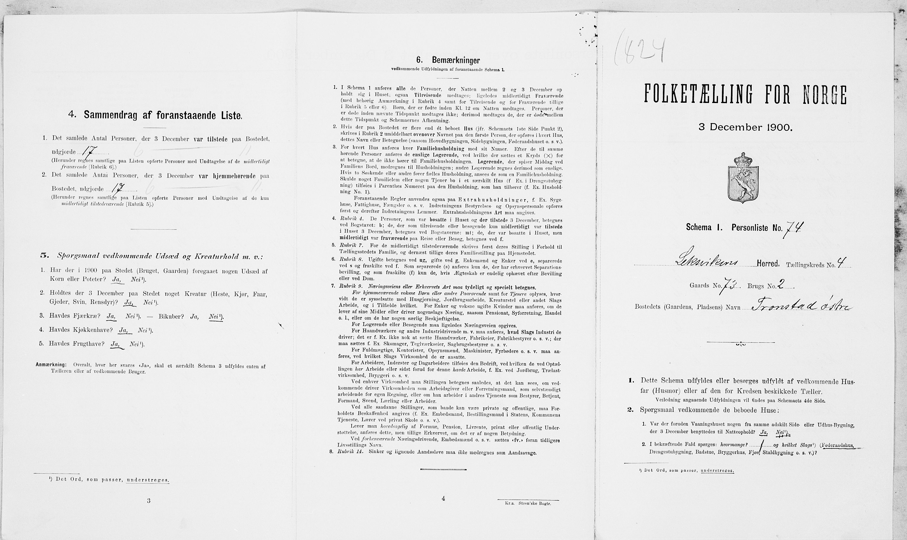SAT, Folketelling 1900 for 1718 Leksvik herred, 1900, s. 608