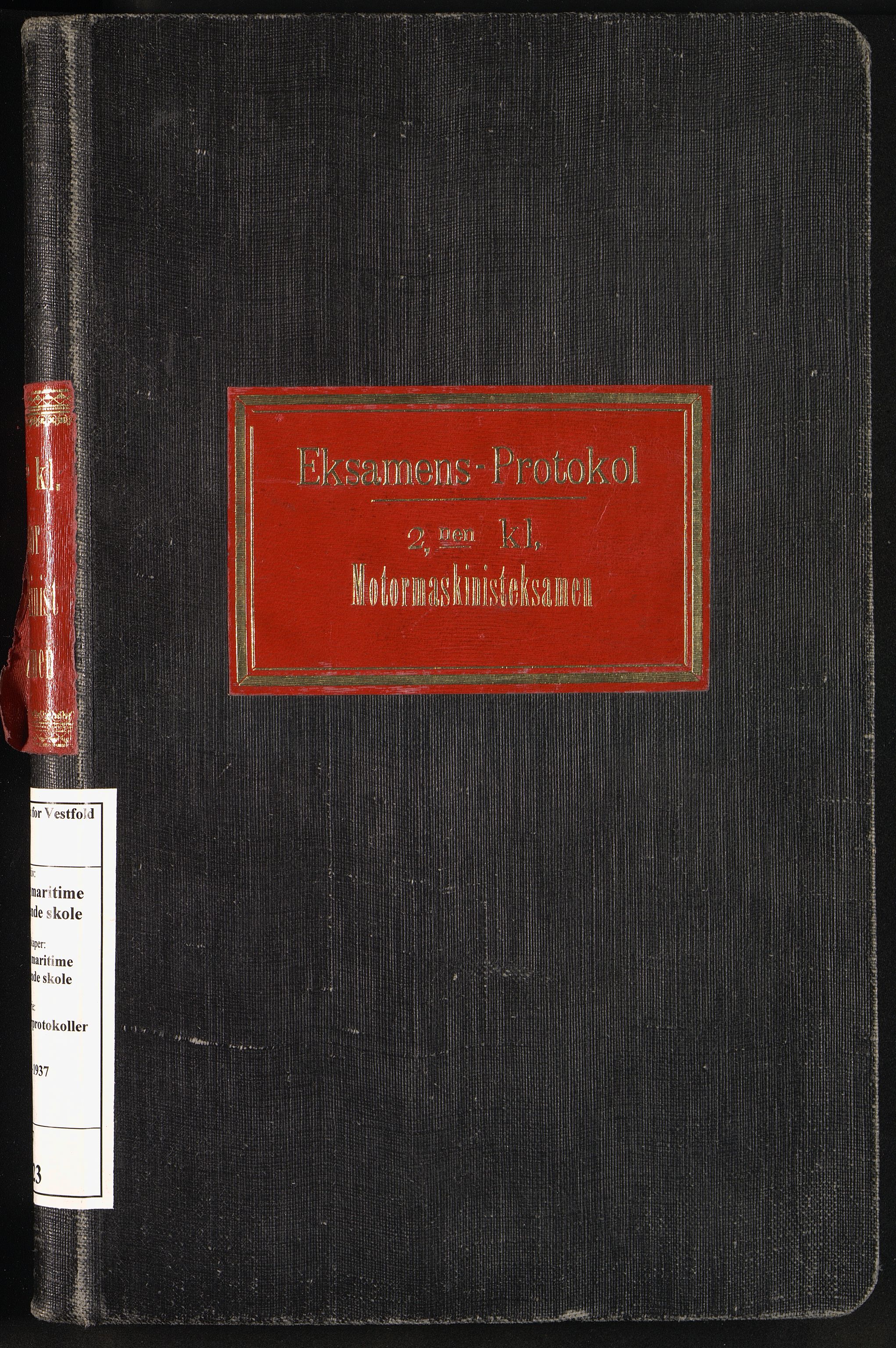 Vestfold fylkeskommune. Tønsberg maritime videregående skole, VEMU/A-1066/F/Fa/L0023: Eksamensprotokoll, 2. klasse Motormaskinisteksamen, 1924-1937