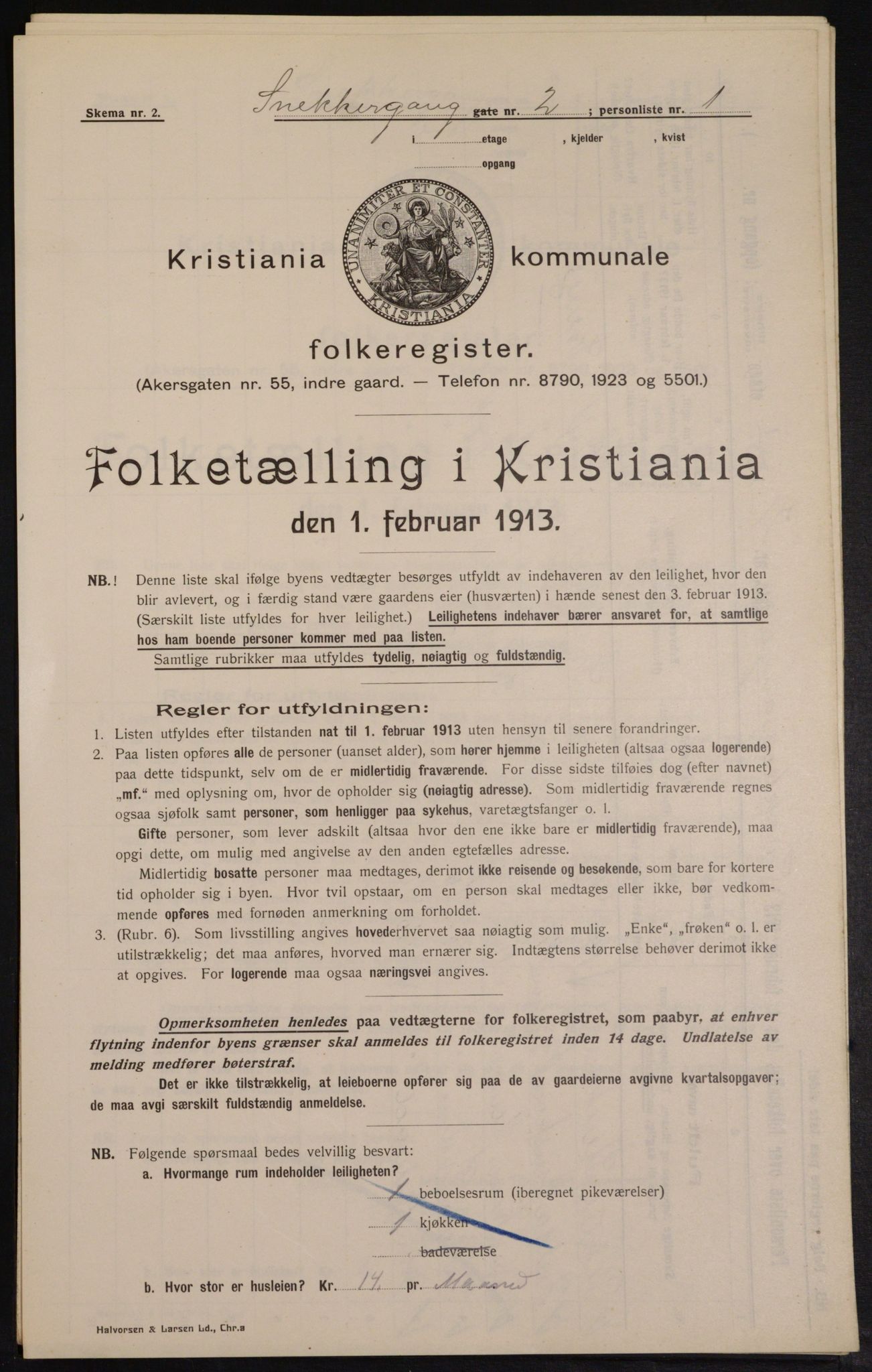 OBA, Kommunal folketelling 1.2.1913 for Kristiania, 1913, s. 97958