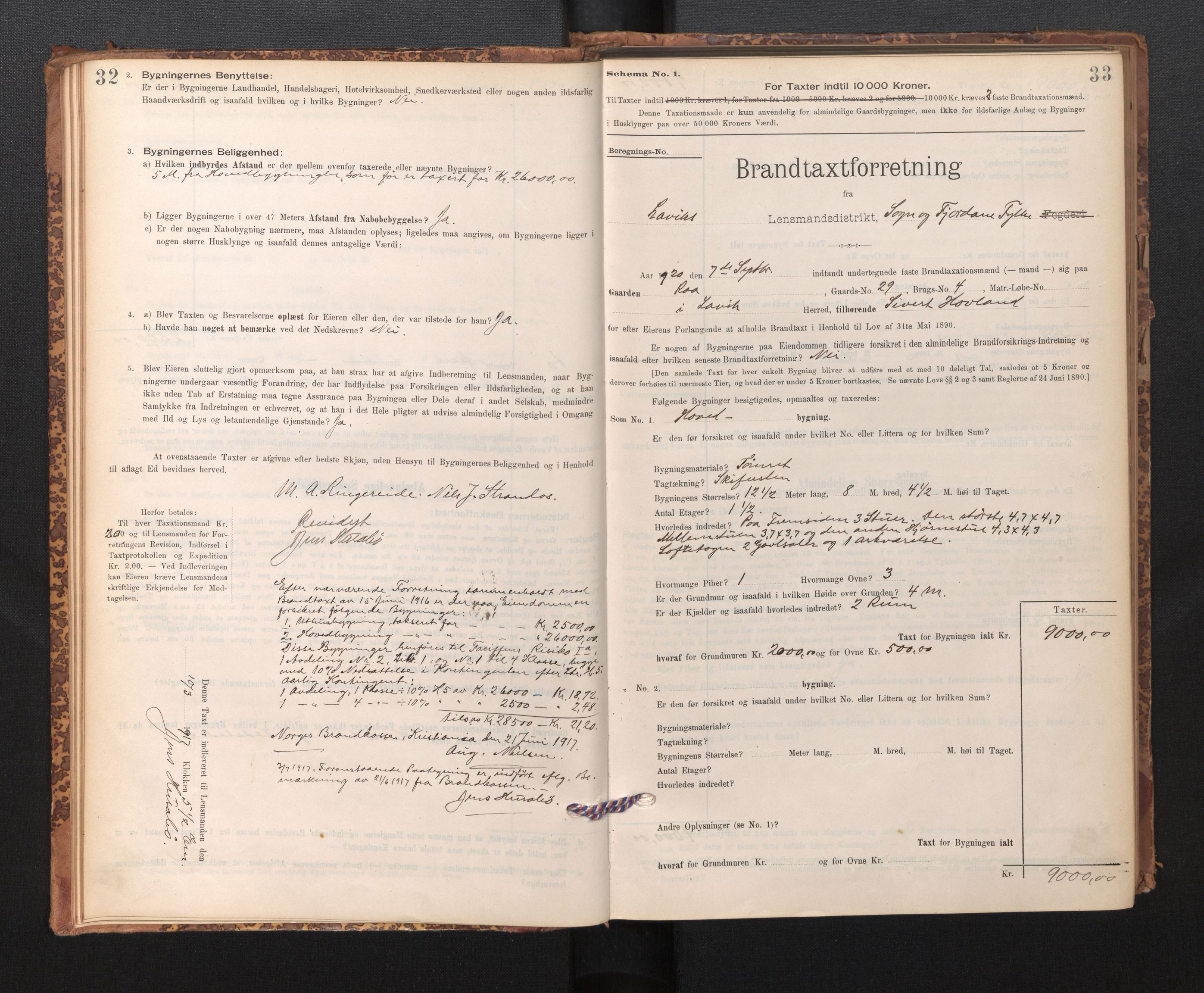 Lensmannen i Lavik, SAB/A-29101/0012/L0002: Branntakstprotokoll, skjematakst, 1895-1933, s. 32-33