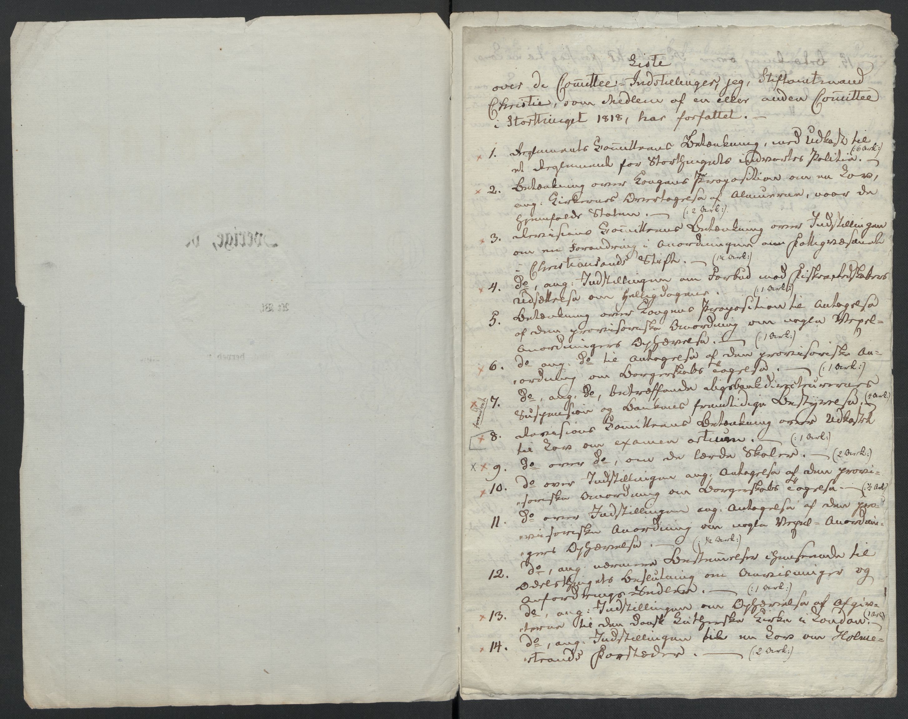 Christie, Wilhelm Frimann Koren, RA/PA-0014/F/L0006: Christies dokumenter fra Stortinget, 1817-1818, s. 253