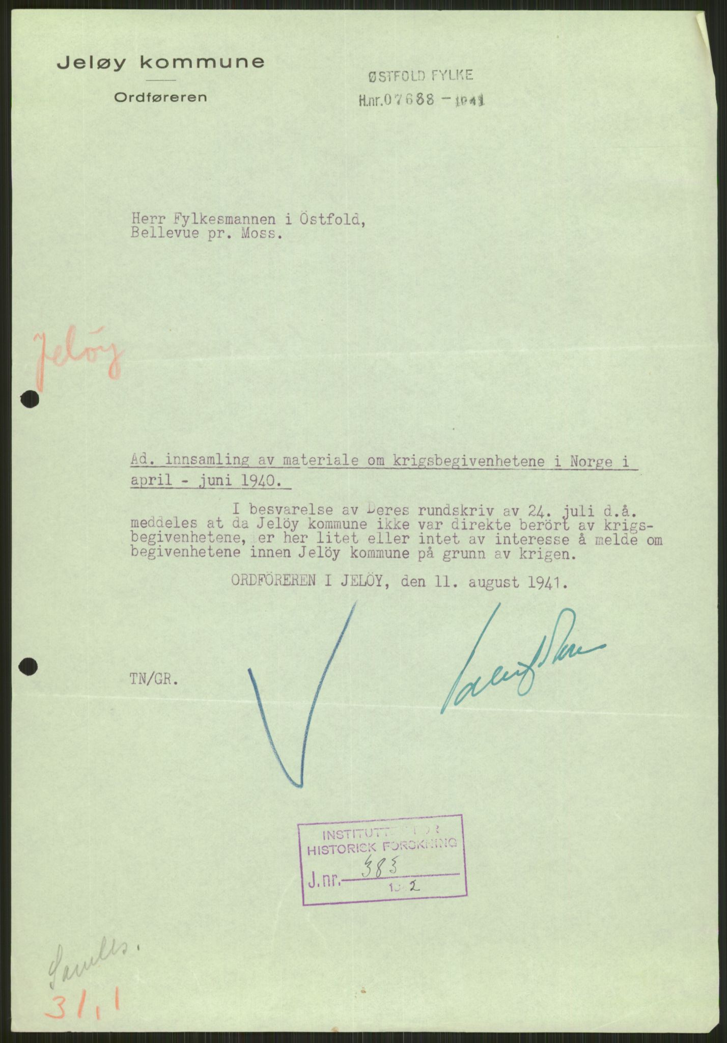 Forsvaret, Forsvarets krigshistoriske avdeling, AV/RA-RAFA-2017/Y/Ya/L0013: II-C-11-31 - Fylkesmenn.  Rapporter om krigsbegivenhetene 1940., 1940, s. 94