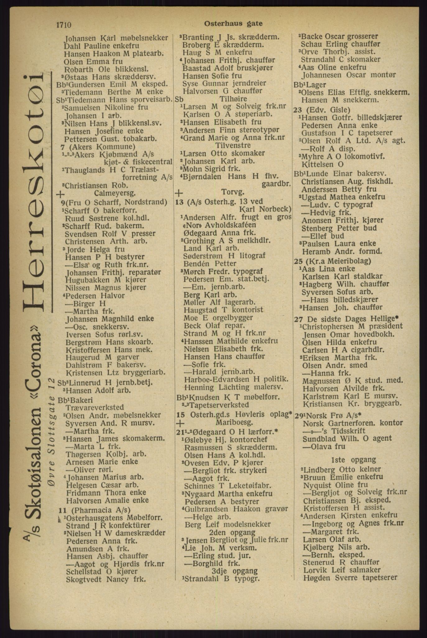Kristiania/Oslo adressebok, PUBL/-, 1927, s. 1710