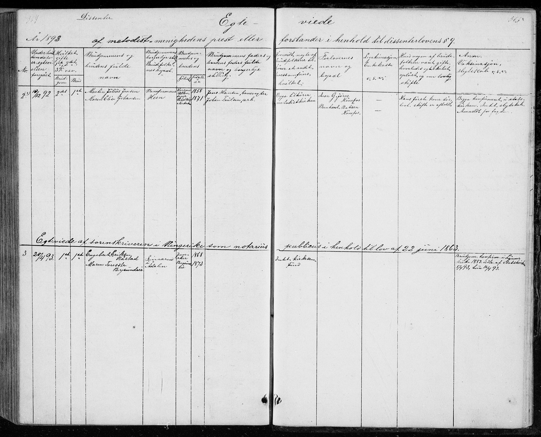Ådal kirkebøker, AV/SAKO-A-248/G/Gc/L0001: Klokkerbok nr. III 1, 1862-1898, s. 564-565