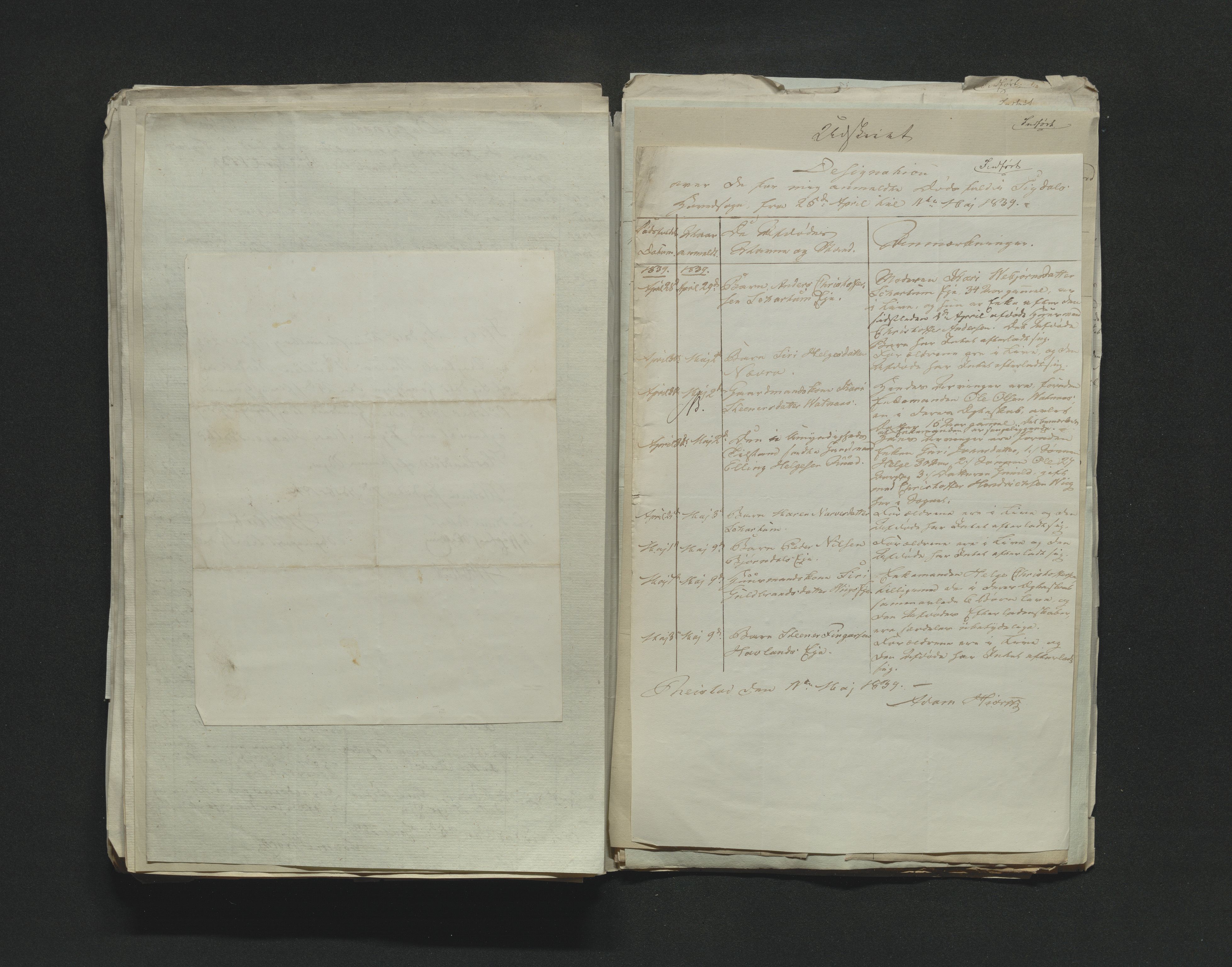 Eiker, Modum og Sigdal sorenskriveri, AV/SAKO-A-123/H/Ha/Hab/L0005: Dødsfallsmeldinger, 1837-1840