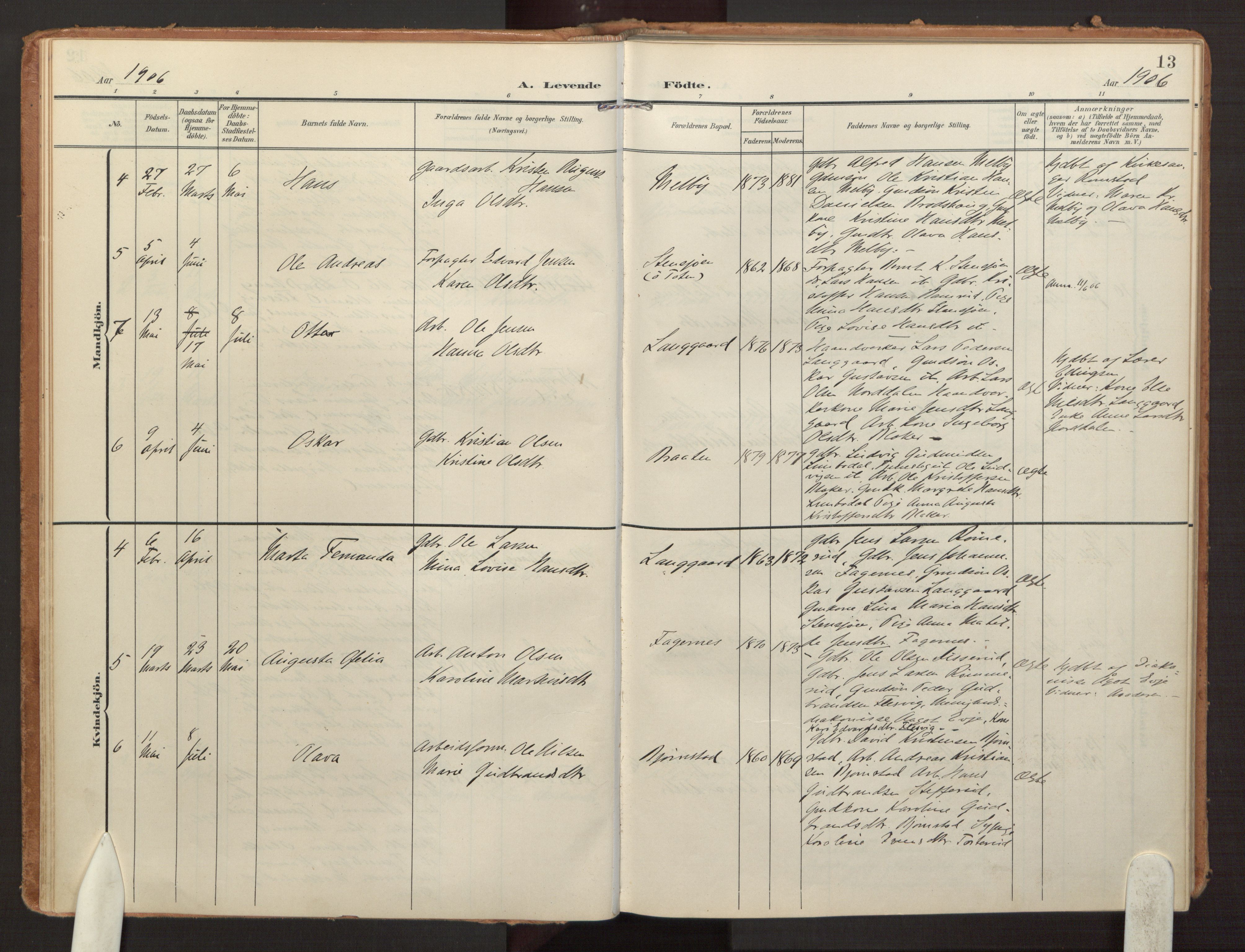 Hurdal prestekontor Kirkebøker, AV/SAO-A-10889/F/Fb/L0004: Ministerialbok nr. II 4, 1902-1924, s. 13