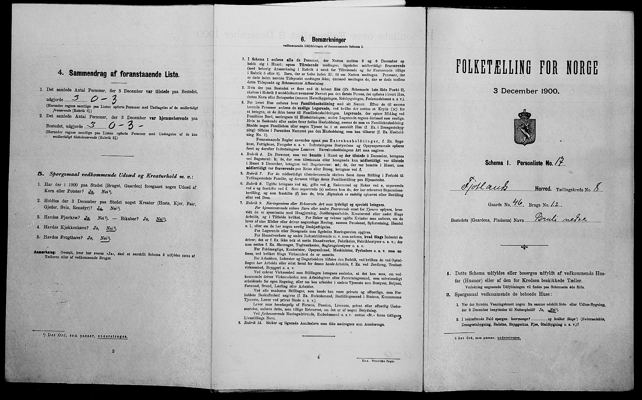 SAK, Folketelling 1900 for 1036 Fjotland herred, 1900, s. 327