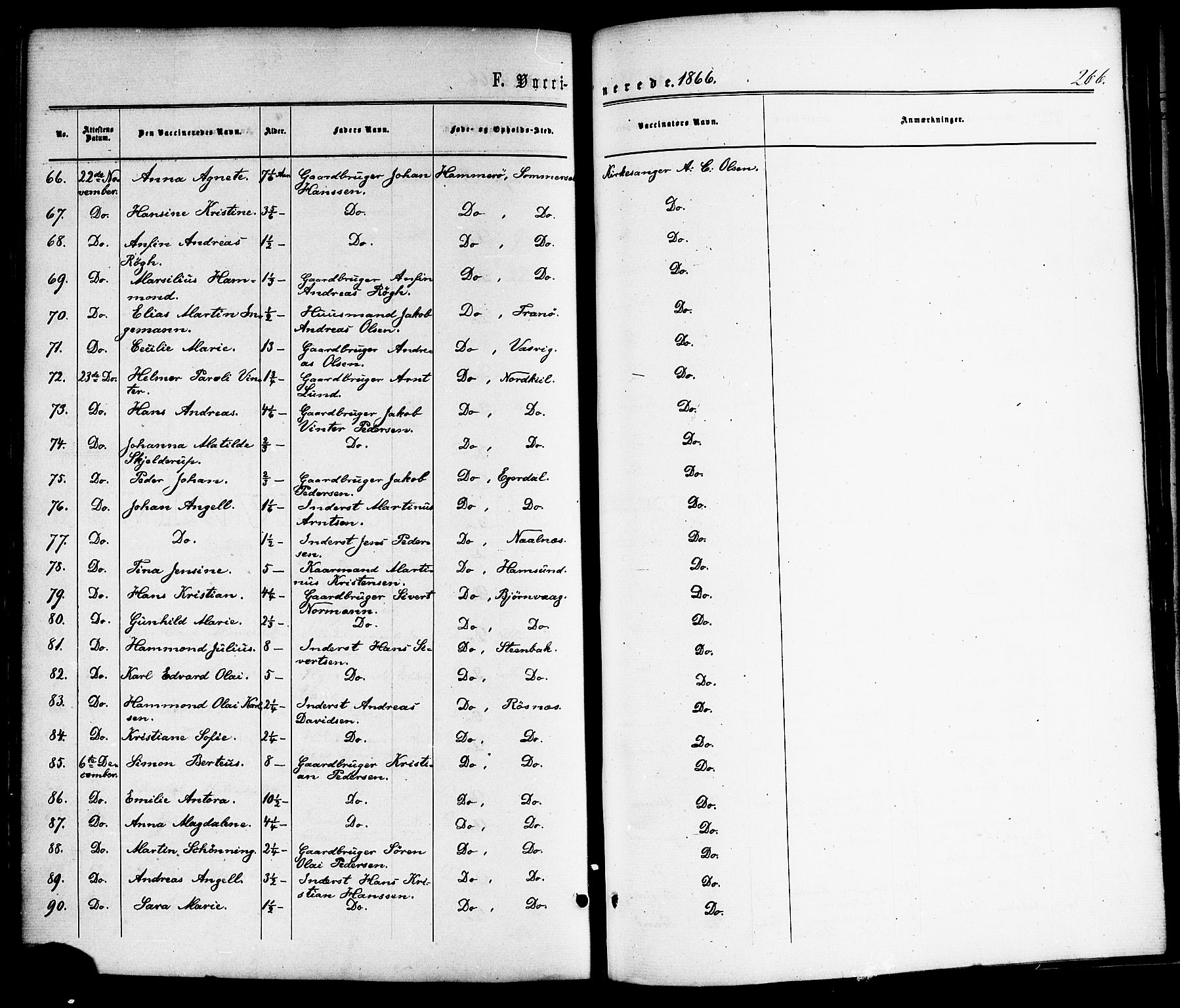 Ministerialprotokoller, klokkerbøker og fødselsregistre - Nordland, AV/SAT-A-1459/859/L0845: Ministerialbok nr. 859A05, 1863-1877, s. 266