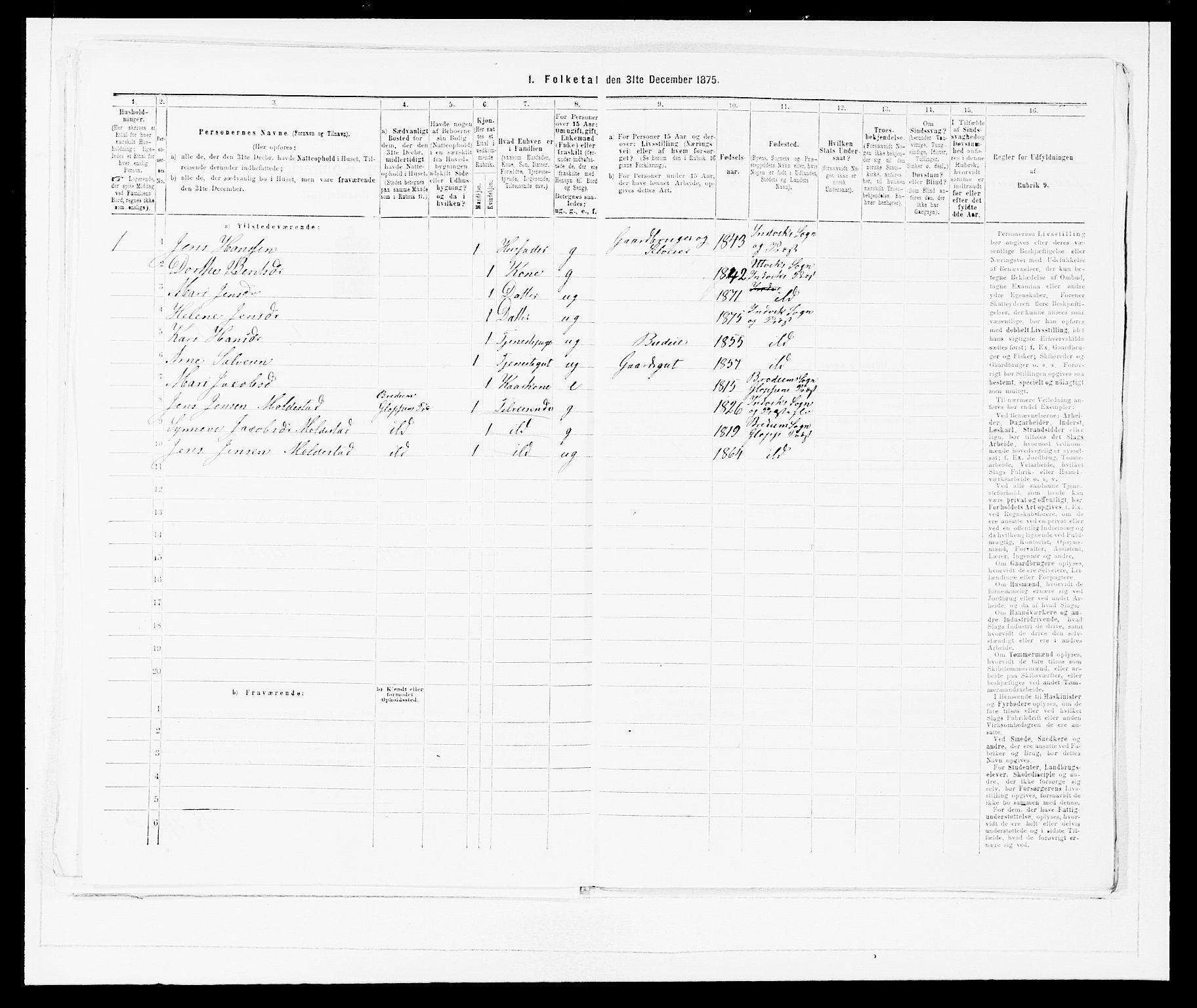 SAB, Folketelling 1875 for 1447P Innvik prestegjeld, 1875, s. 144