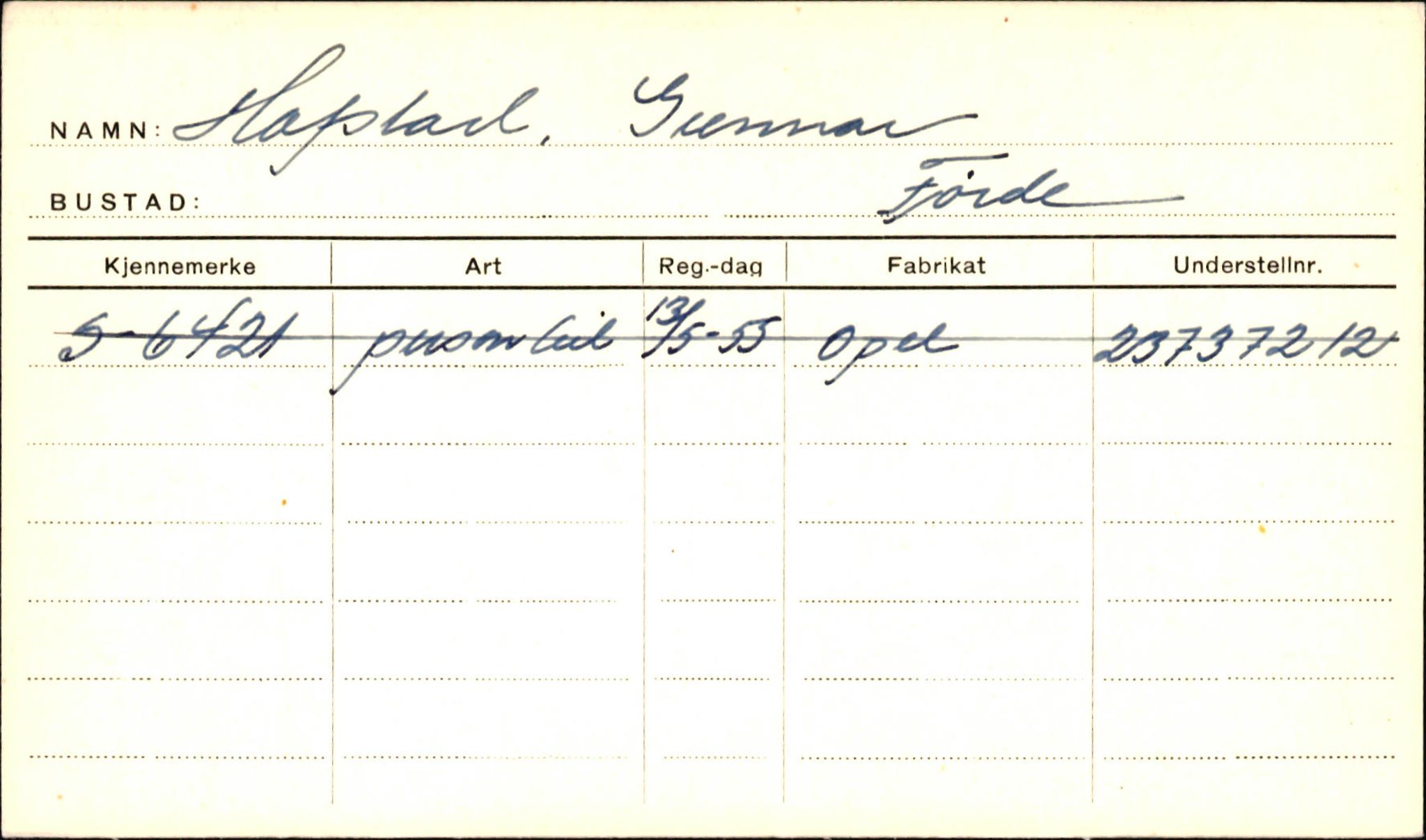 Statens vegvesen, Sogn og Fjordane vegkontor, AV/SAB-A-5301/4/F/L0001A: Eigarregister Fjordane til 1.6.1961, 1930-1961, s. 8