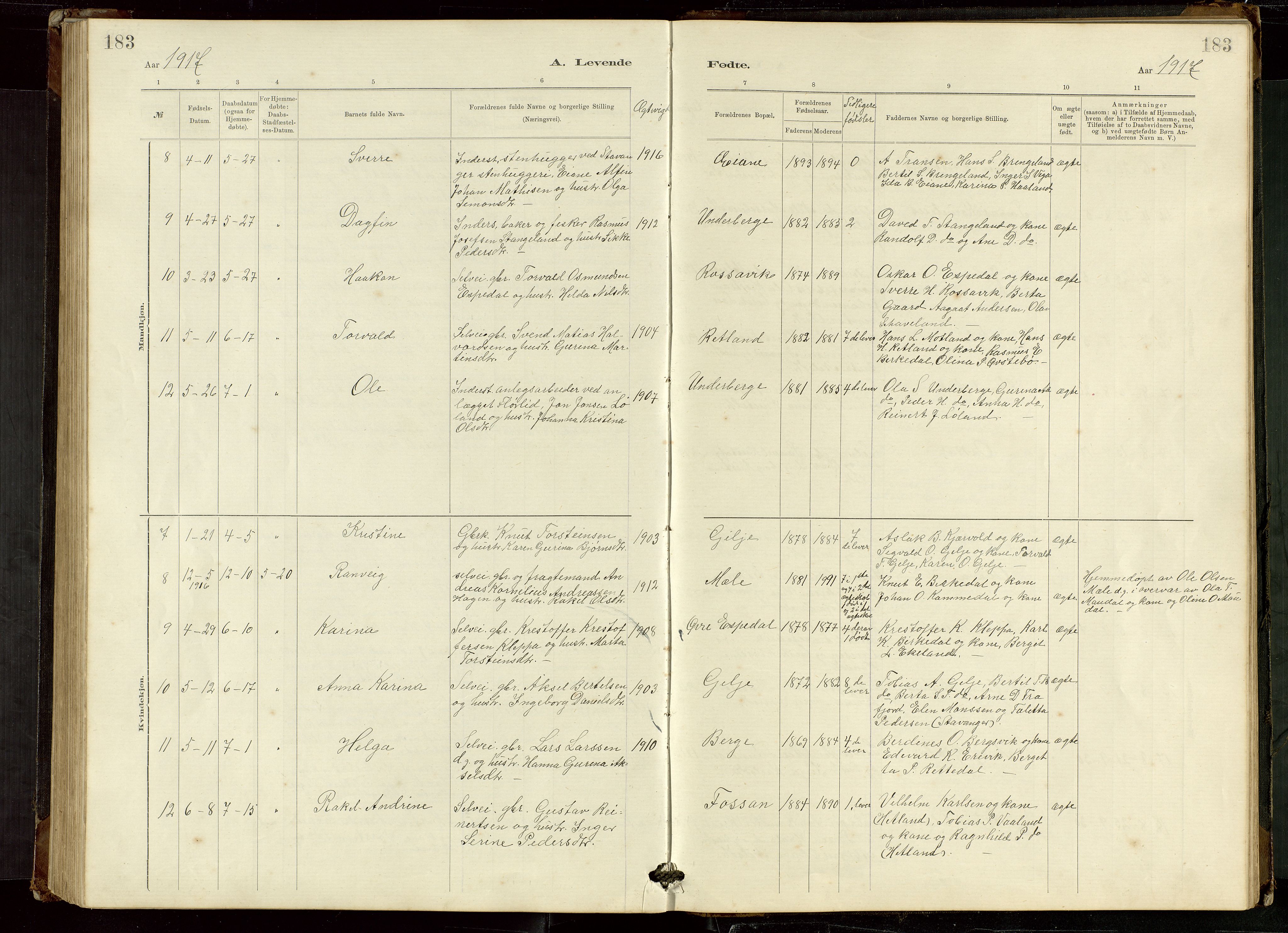 Høgsfjord sokneprestkontor, AV/SAST-A-101624/H/Ha/Hab/L0009: Klokkerbok nr. B 9, 1883-1920, s. 183