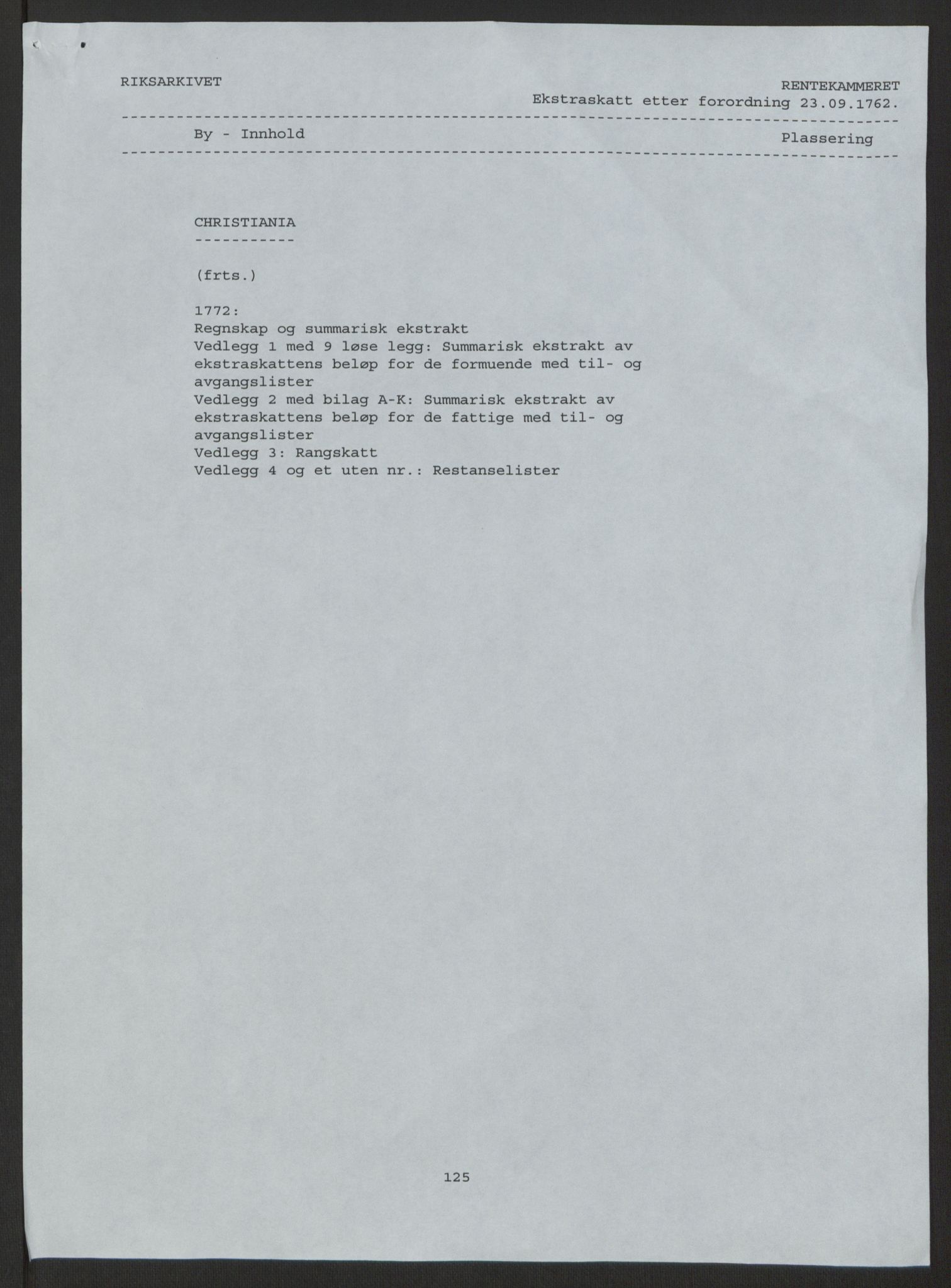 Rentekammeret inntil 1814, Reviderte regnskaper, Byregnskaper, AV/RA-EA-4066/R/Re/L0071/0001: [E13] Kontribusjonsregnskap / Ekstraskatt, 1762, s. 4