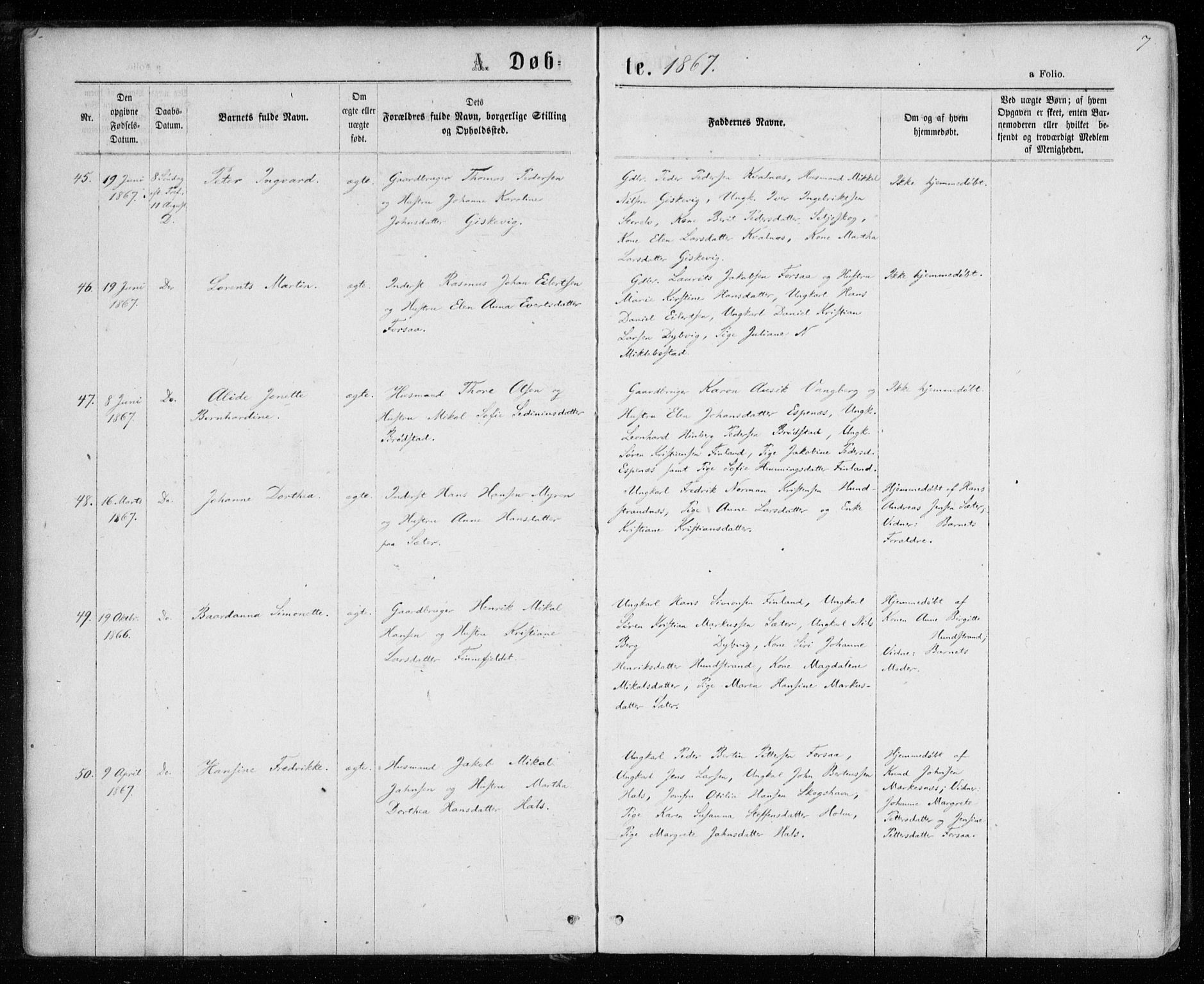Tranøy sokneprestkontor, AV/SATØ-S-1313/I/Ia/Iaa/L0008kirke: Ministerialbok nr. 8, 1867-1877, s. 7