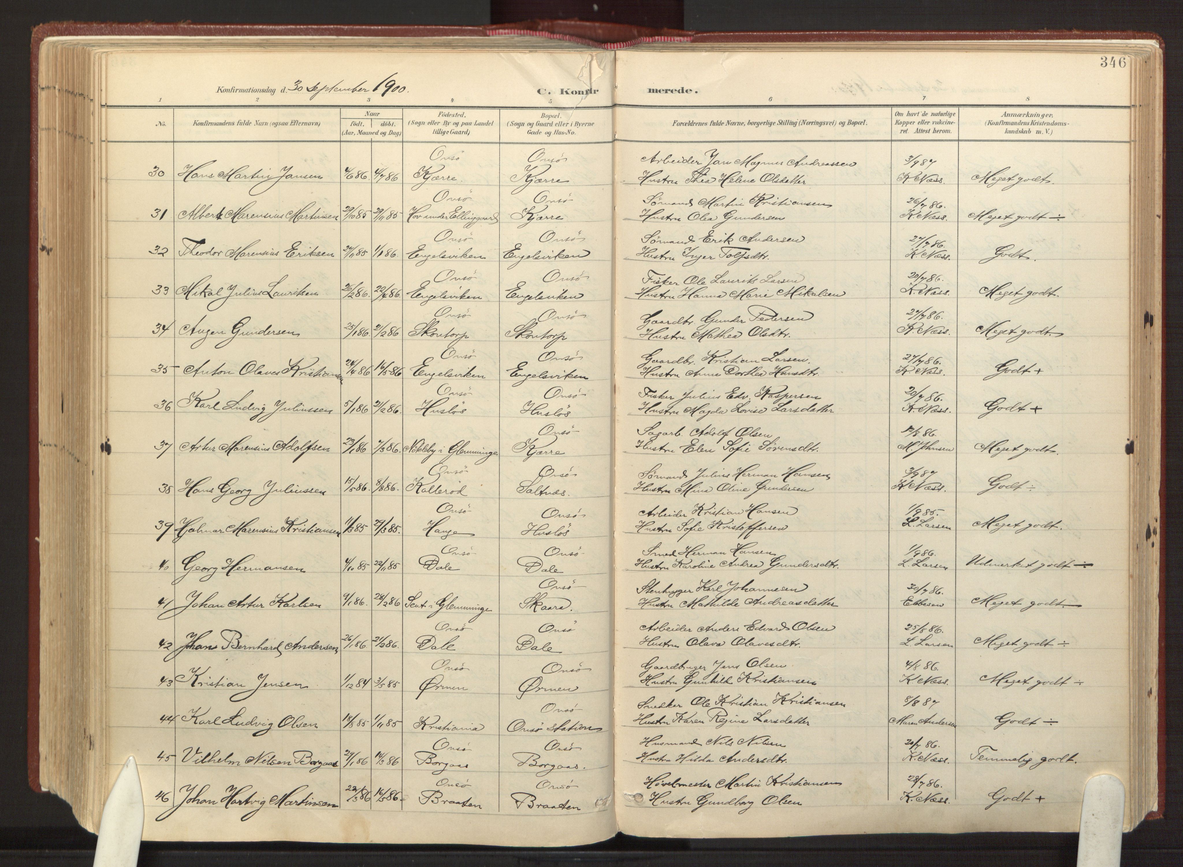 Onsøy prestekontor Kirkebøker, AV/SAO-A-10914/F/Fa/L0008: Ministerialbok nr. I 8, 1899-1923, s. 346